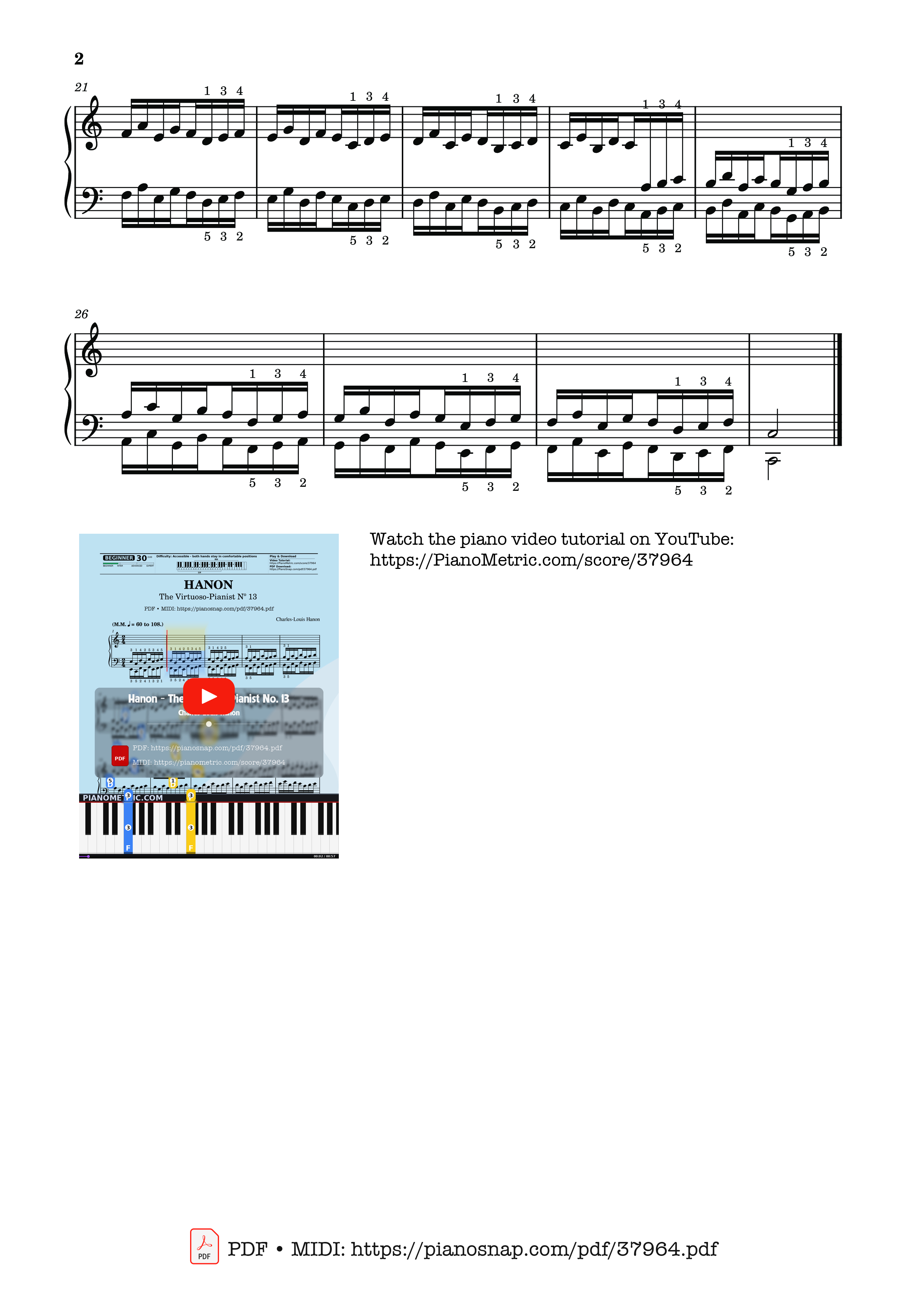 Page 2 of Sheet music PDF Hanon - The Virtuoso Pianist No. 13 - Charles-Louis Hanon