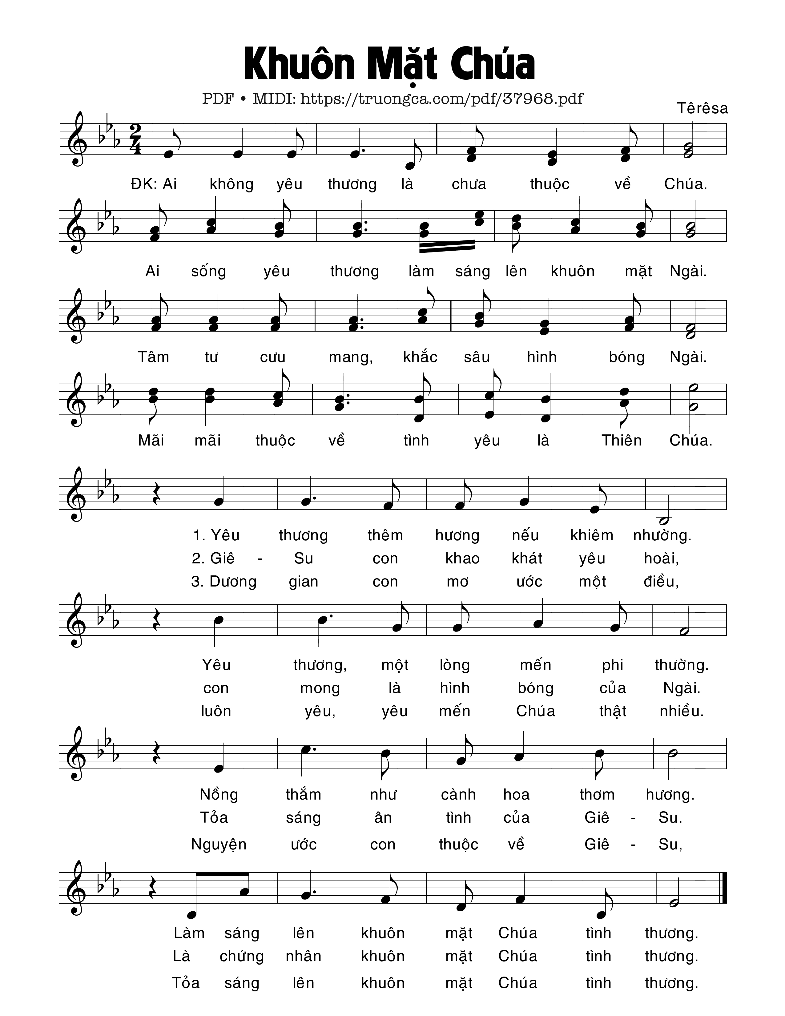 Page 1 of Sheet music PDF Khuôn Mặt Chúa -  Têrêsa