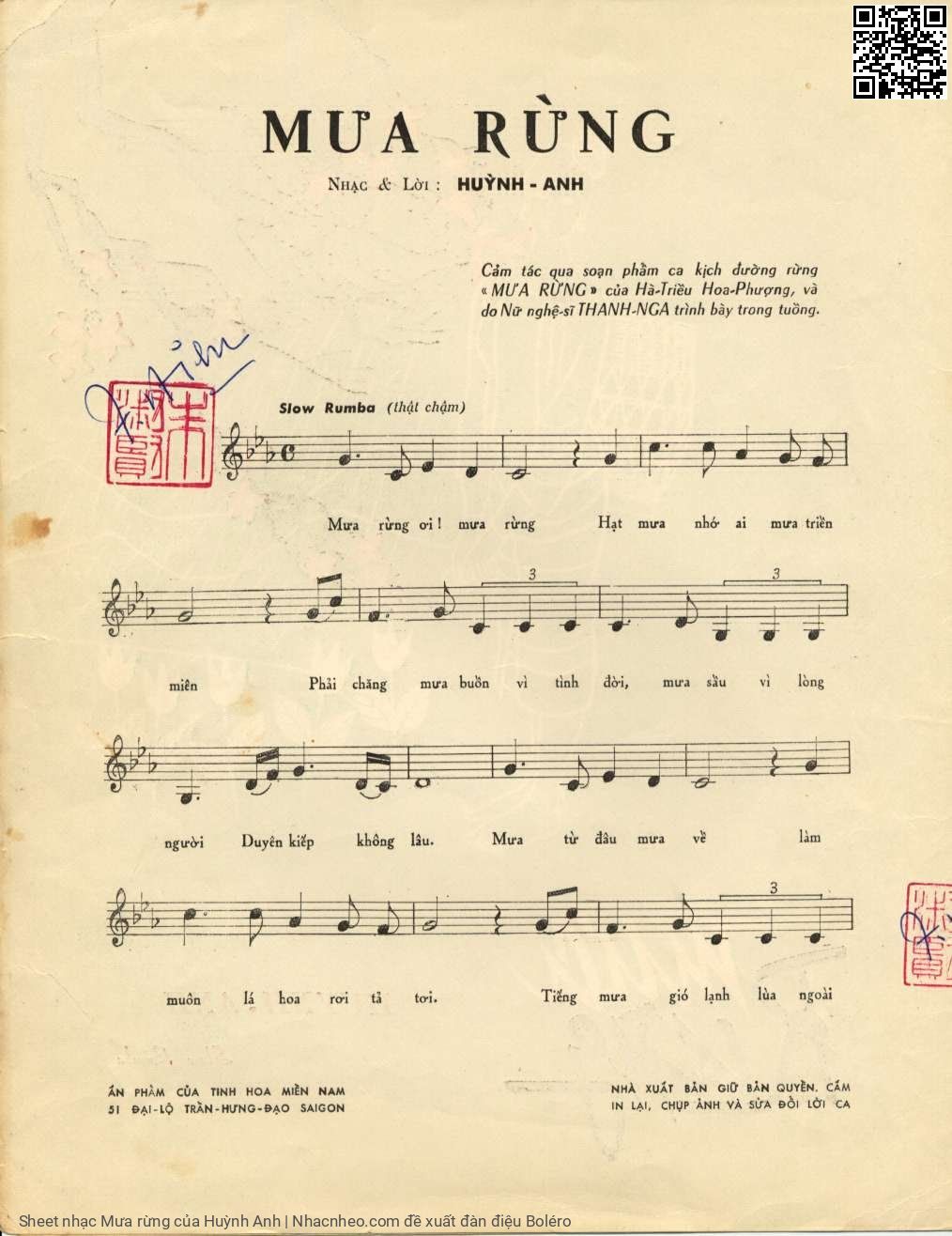 Page 2 of Sheet music PDF Mưa rừng - Huỳnh Anh