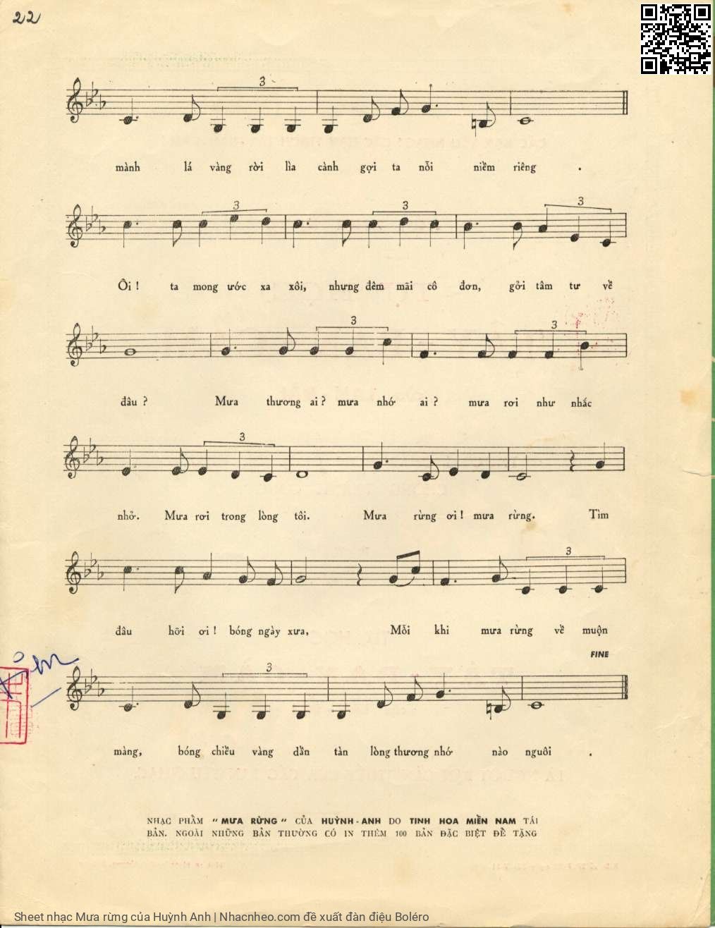 Page 3 of Sheet music PDF Mưa rừng - Huỳnh Anh