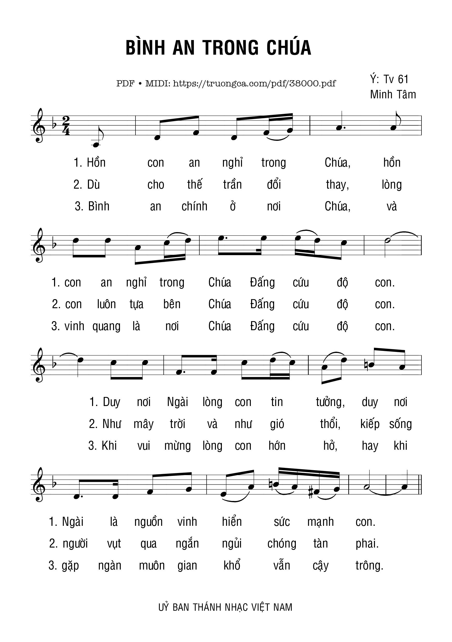 Page 1 of Sheet music PDF Thánh Vịnh 61, Bình An Trong Chúa - Mi Tâm