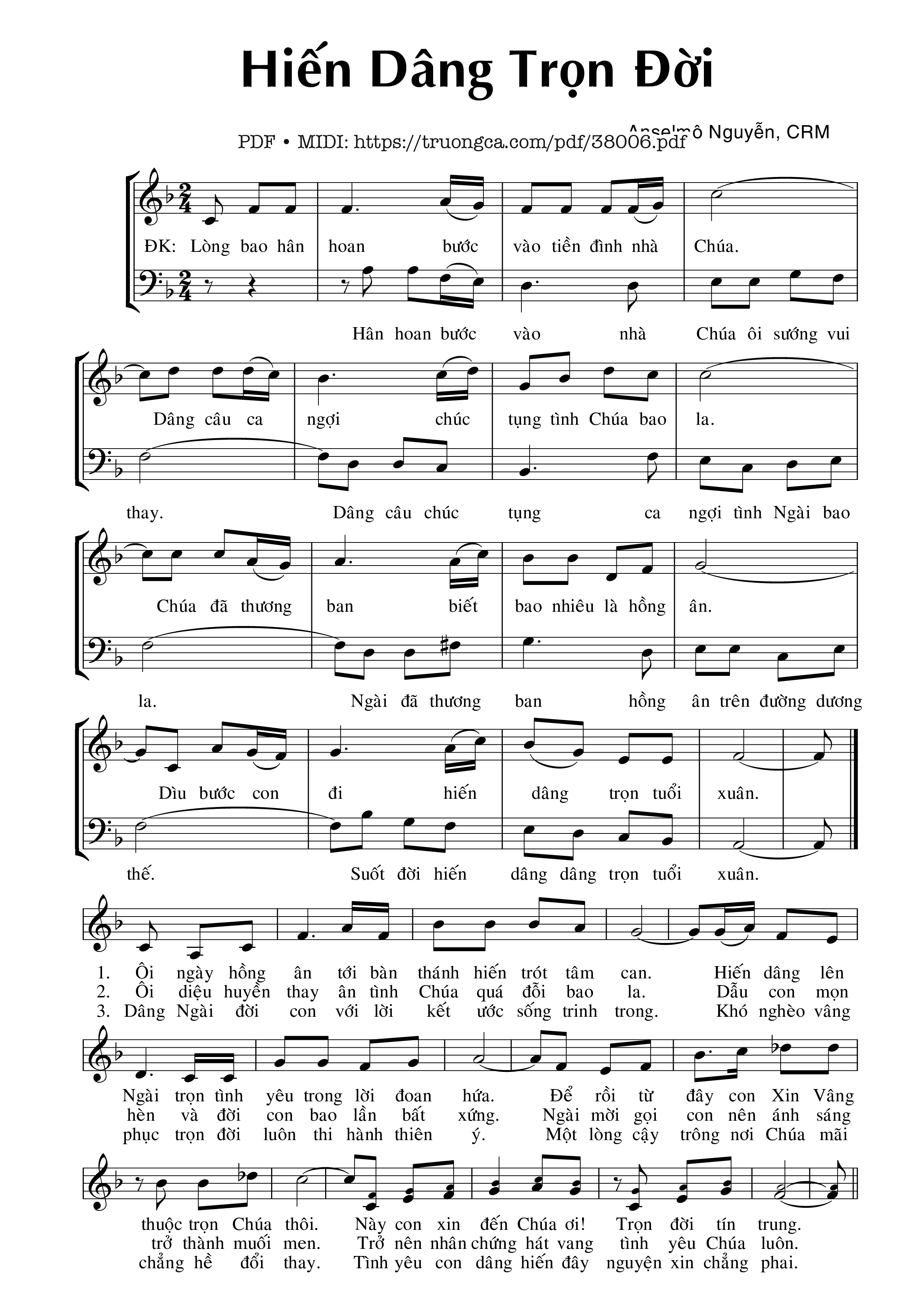 Page 1 of Sheet music PDF Hiến Dâng Trọn Đời - Anselmô Nguyễn
