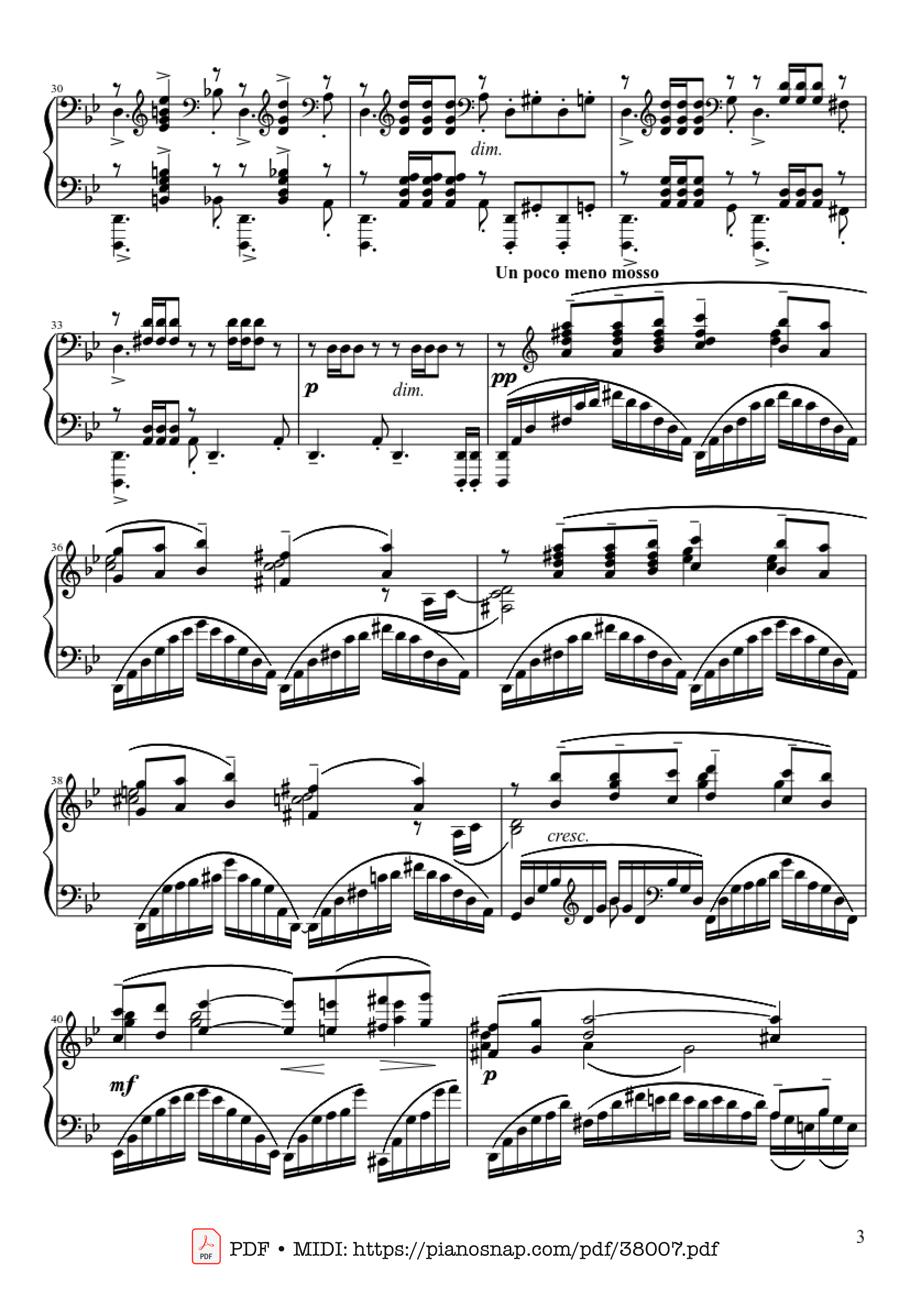 Page 3 of Sheet music PDF Piano Prélude Opus 23 No. 5 in G Minor Piano - Sergei Rachmaninoff