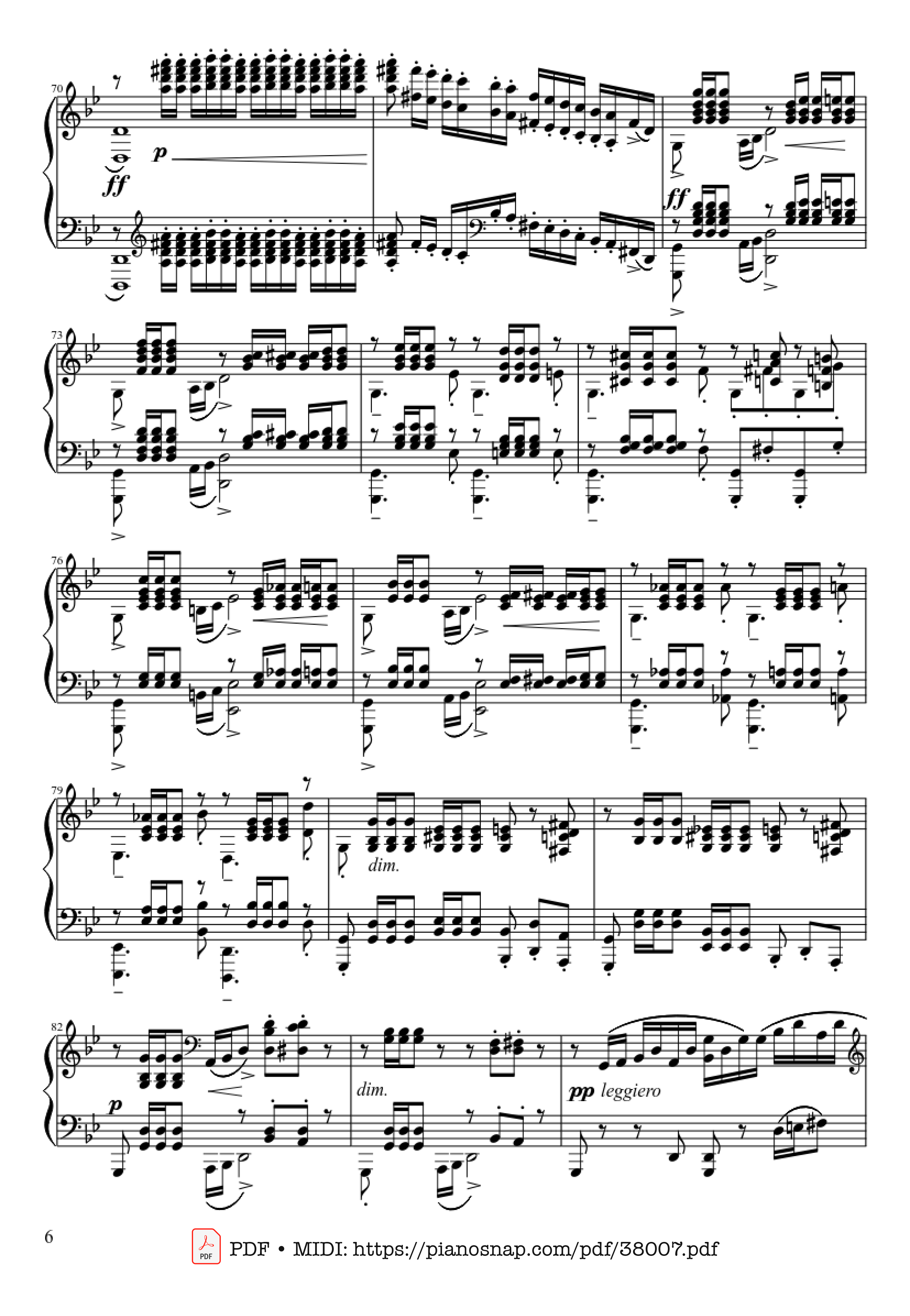 Page 6 of Sheet music PDF Piano Prélude Opus 23 No. 5 in G Minor Piano - Sergei Rachmaninoff