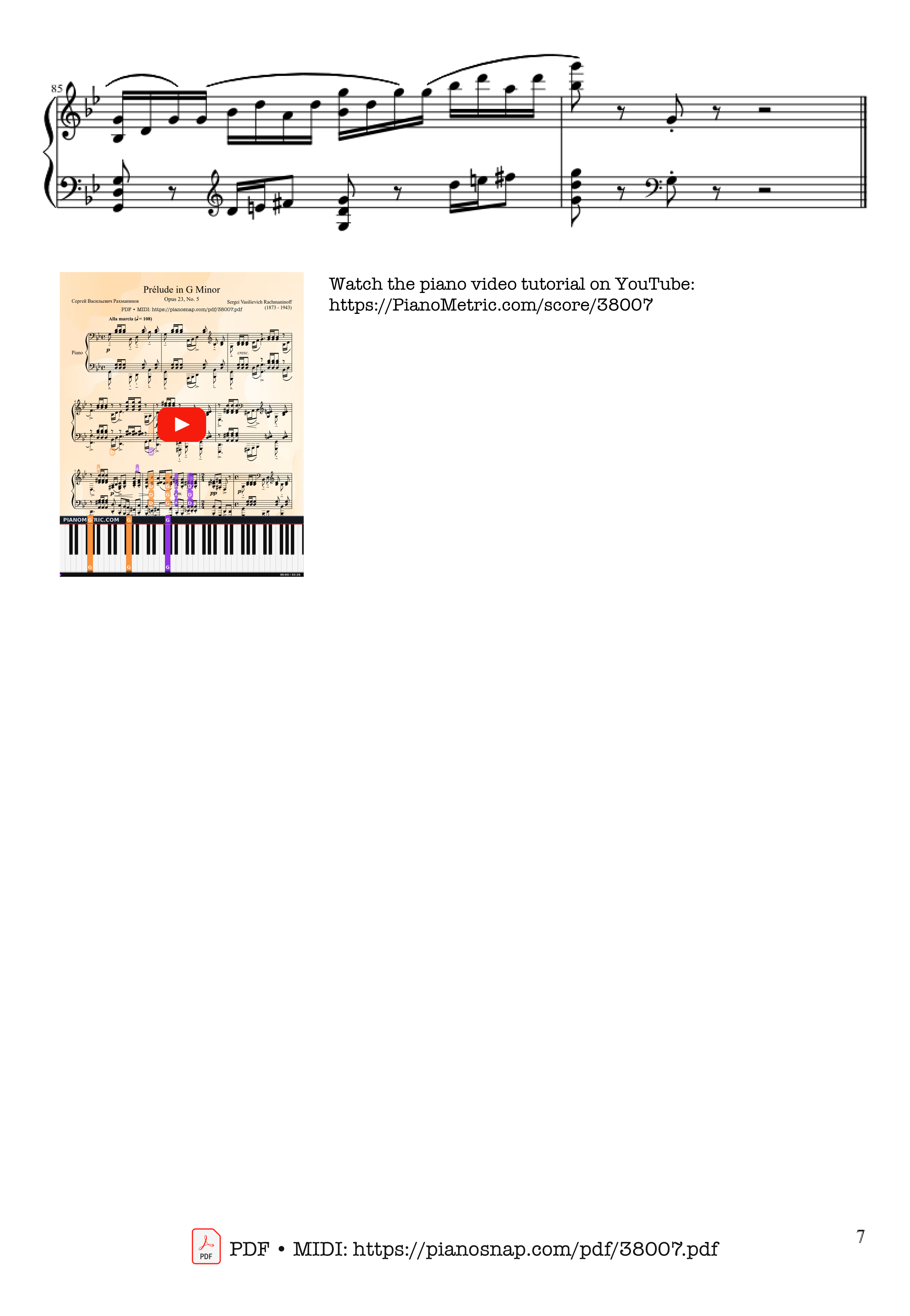 Page 7 of Sheet music PDF Piano Prélude Opus 23 No. 5 in G Minor Piano - Sergei Rachmaninoff