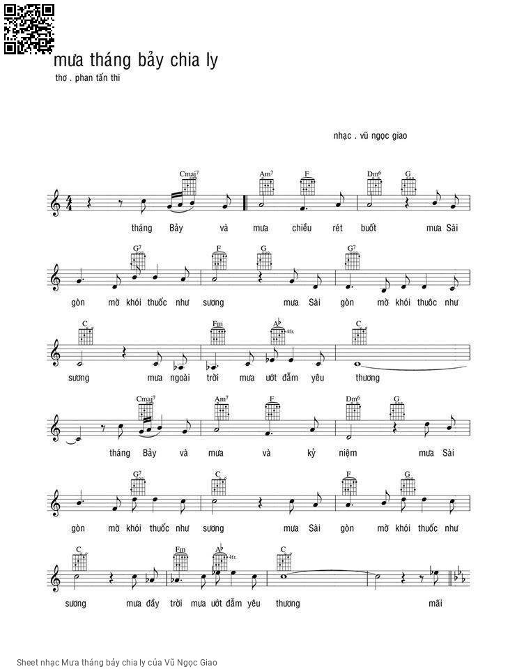 Sheet PDF of Mưa tháng bảy chia ly