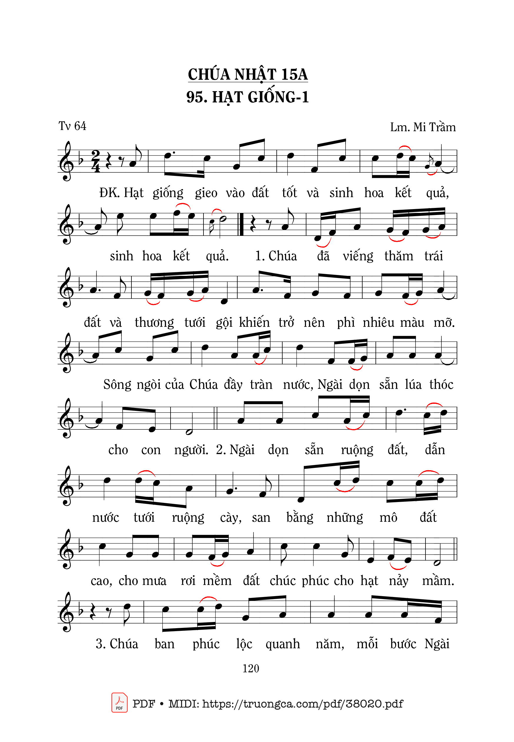 Page 1 of Sheet music PDF Thánh Vịnh 64, Hạt Giống 1 - Mi Trầm