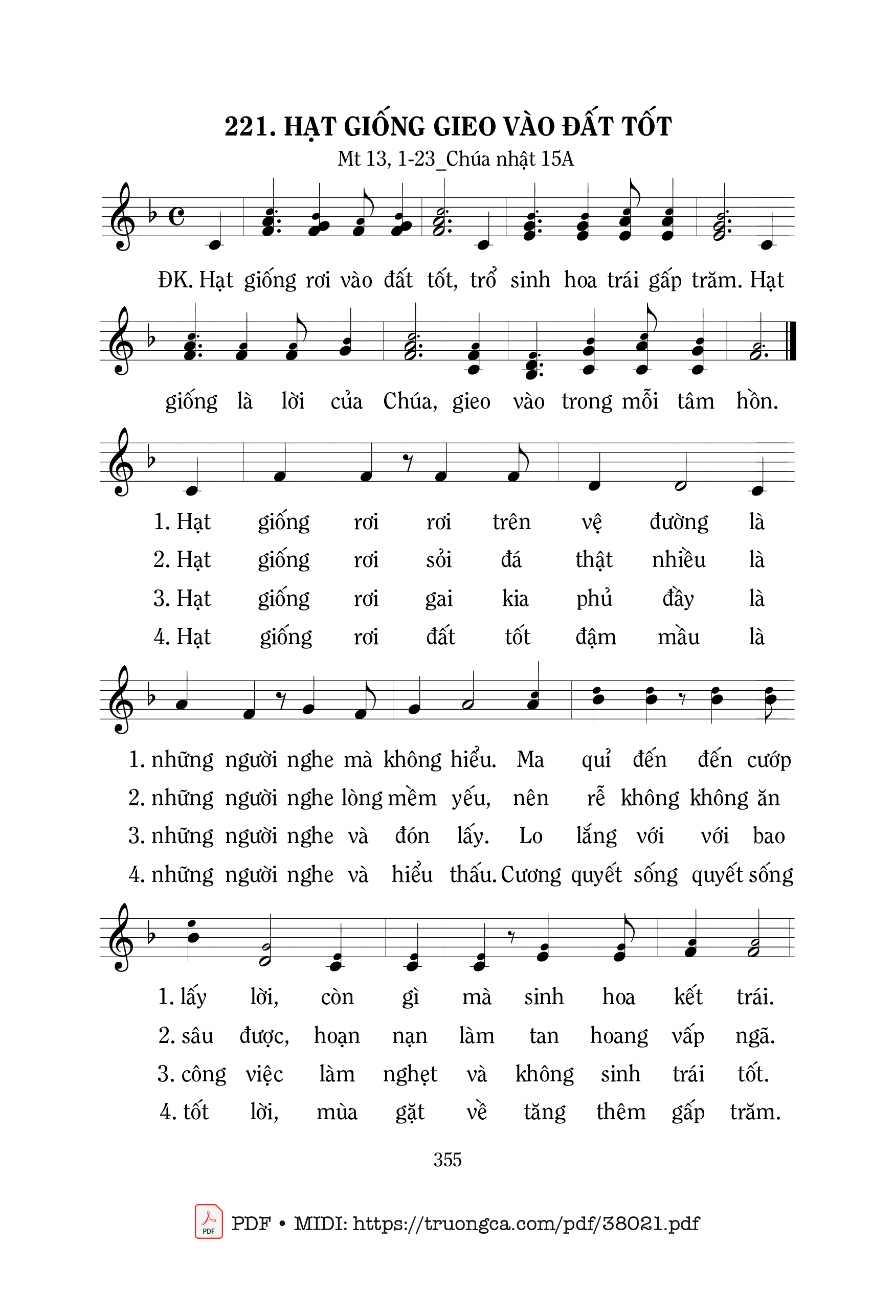 Page 1 of Sheet music PDF Hạt Giống Gieo Vào Đất Tốt - Mi Trầm