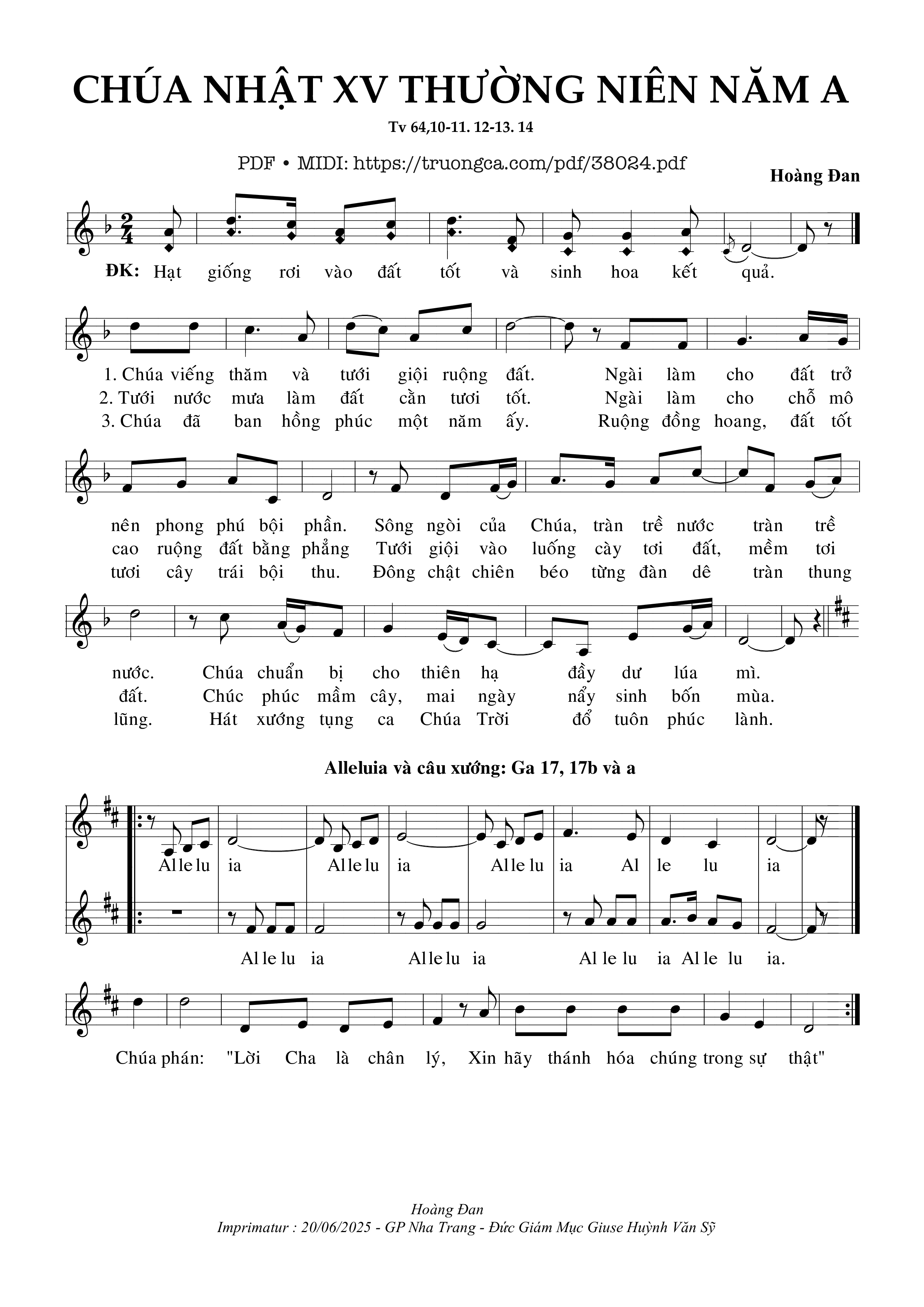 Page 1 of Sheet music PDF Thánh Vịnh 64, Chúa Nhật 15A Thường Niên - Hoàng Đan