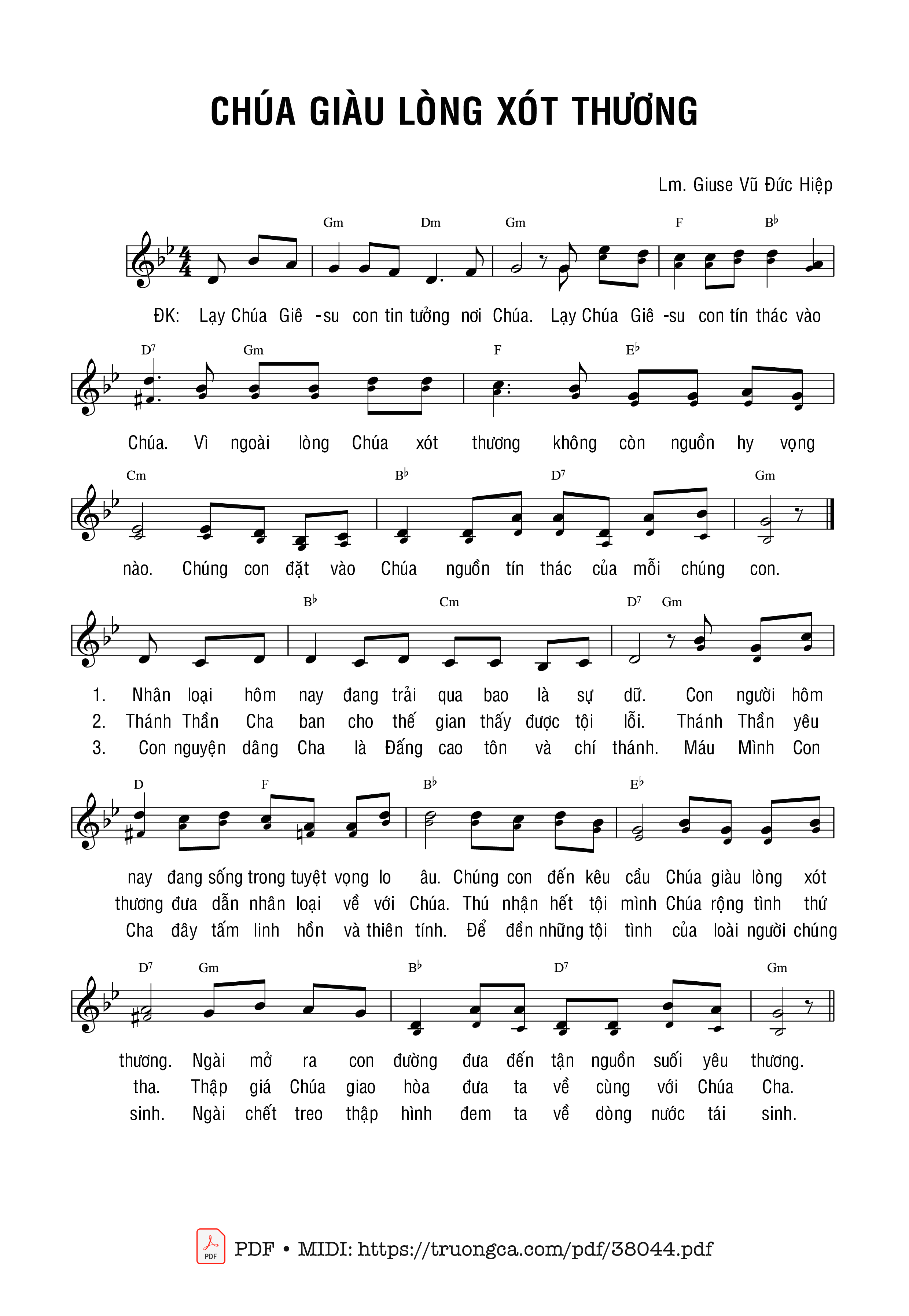 Page 1 of Sheet music PDF Chúa Giàu Lòng Xót Thương - Vũ Đức Hiệp
