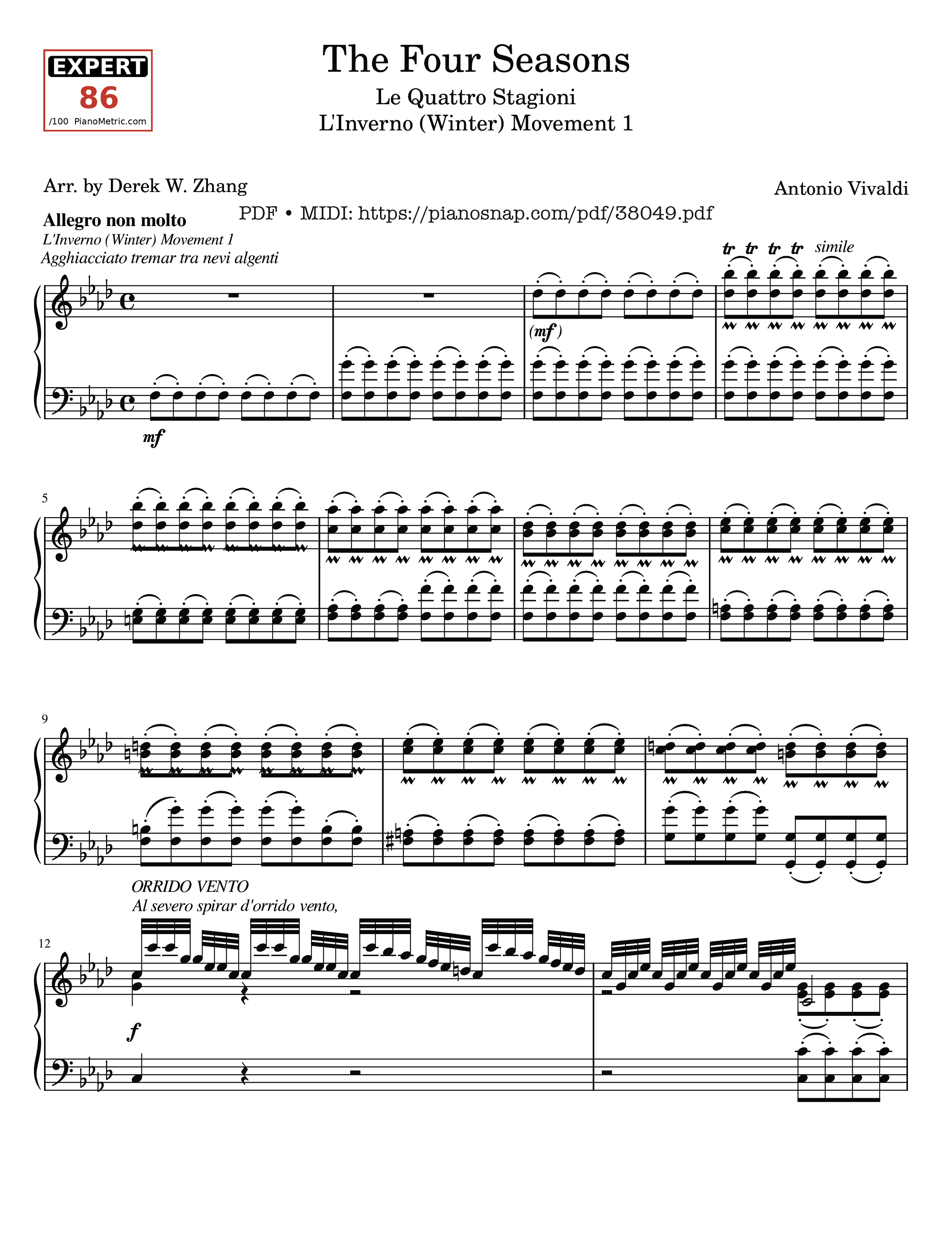Page 1 of Sheet music PDF Piano The Four Seasons - L