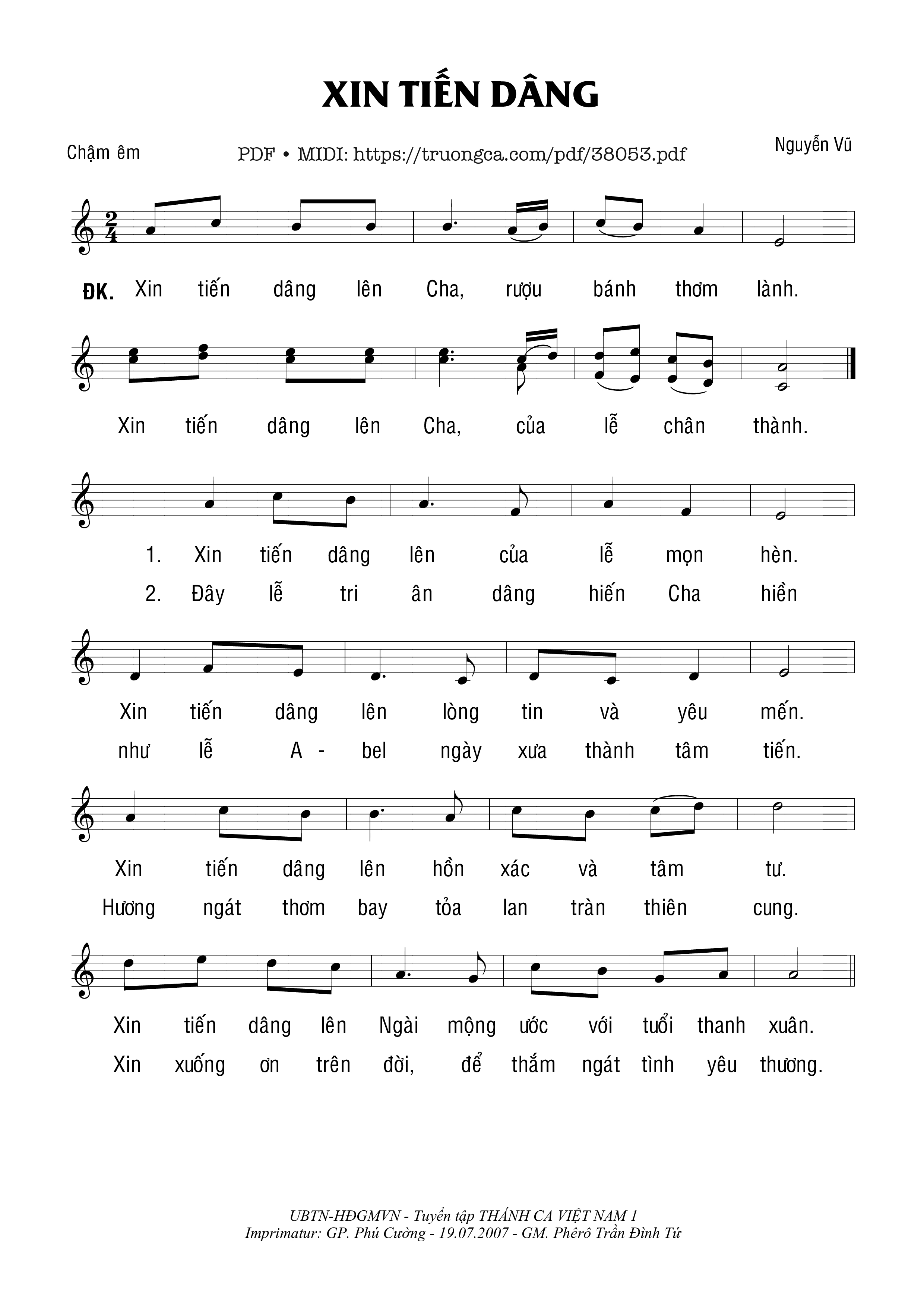 Page 1 of Sheet music PDF Xin Tiến Dâng - Nguyên Vũ
