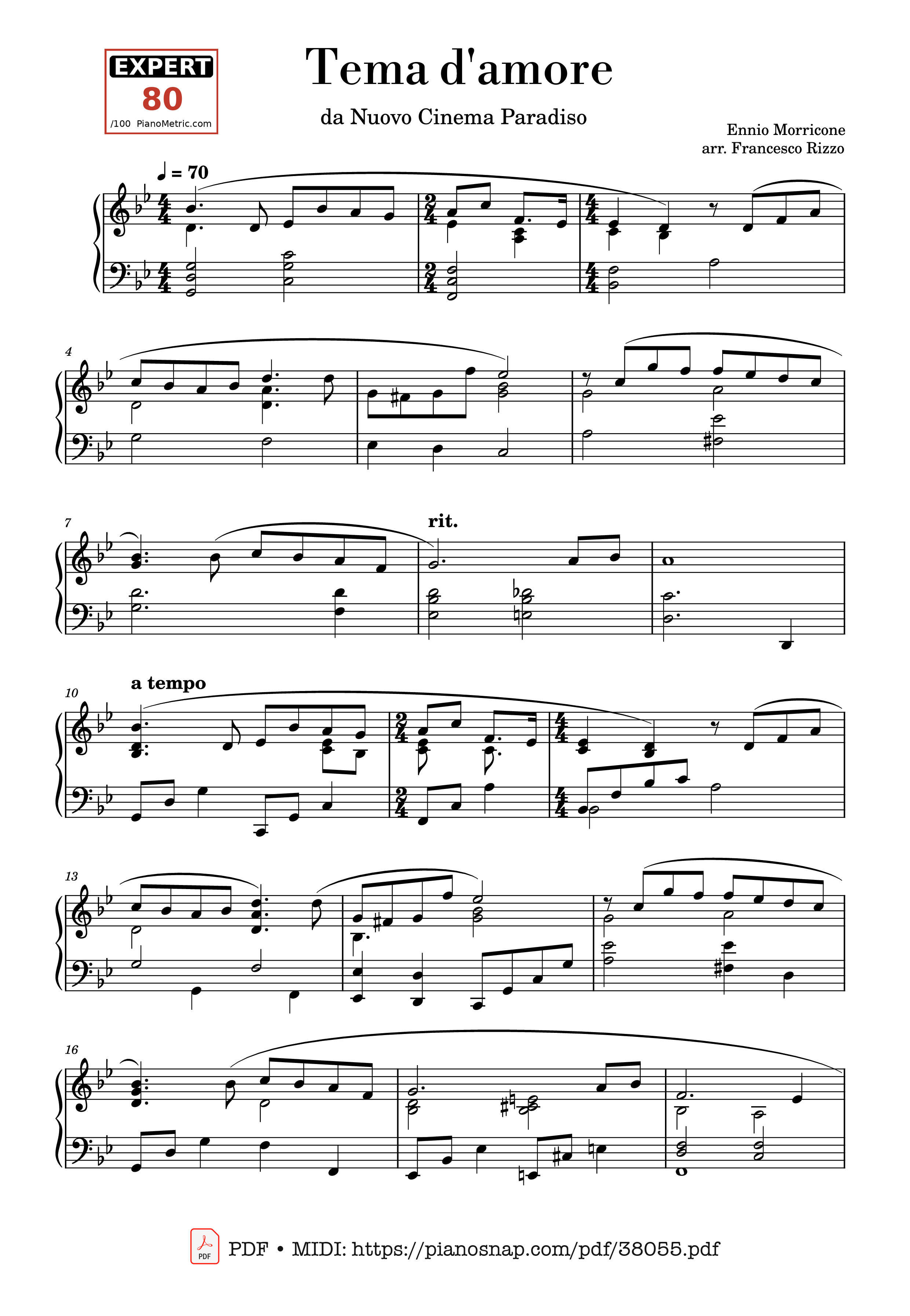 Page 1 of Sheet music PDF Piano Tema d