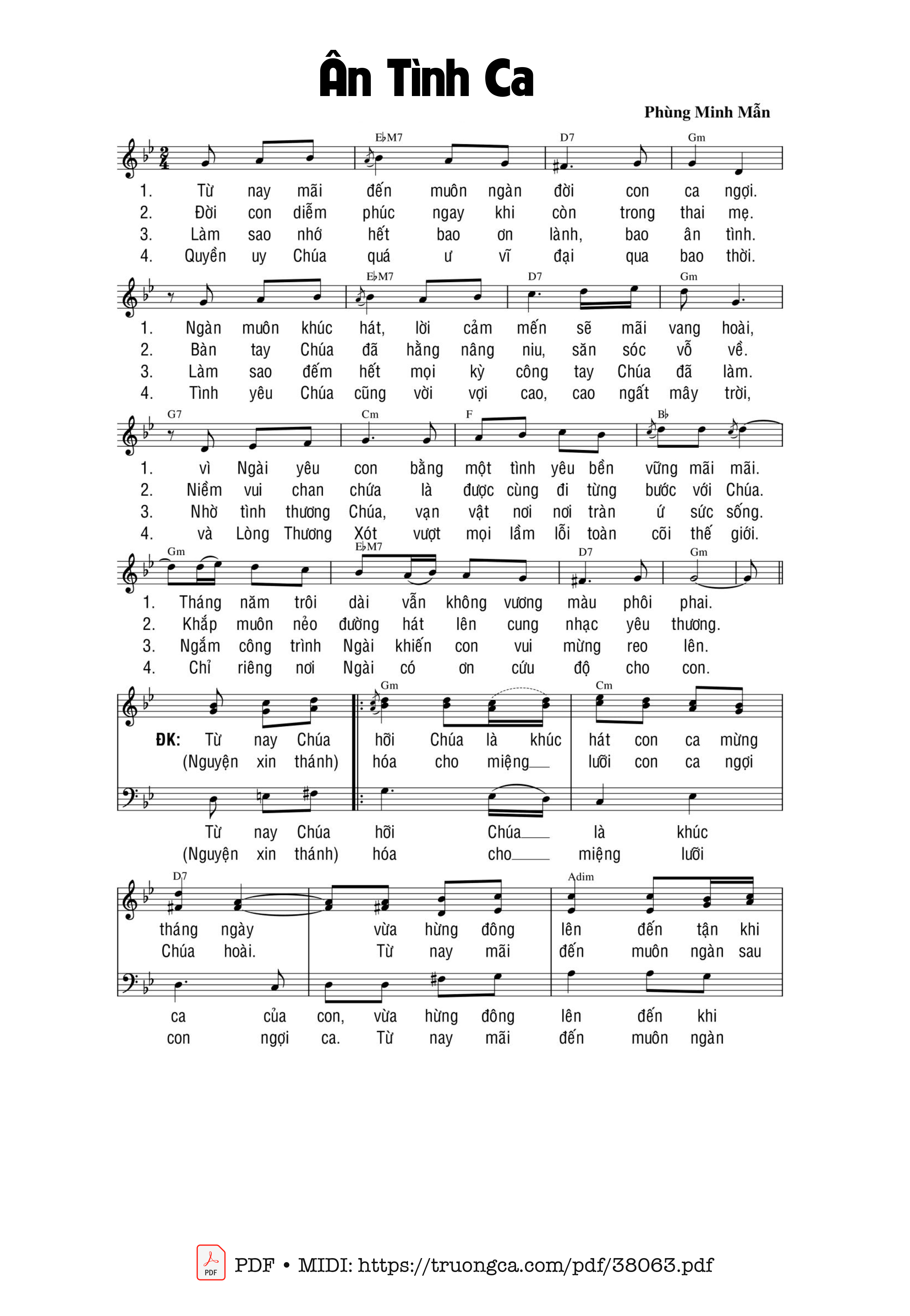 Page 1 of Sheet music PDF Ân Tình Ca - Phùng Minh Mẫn