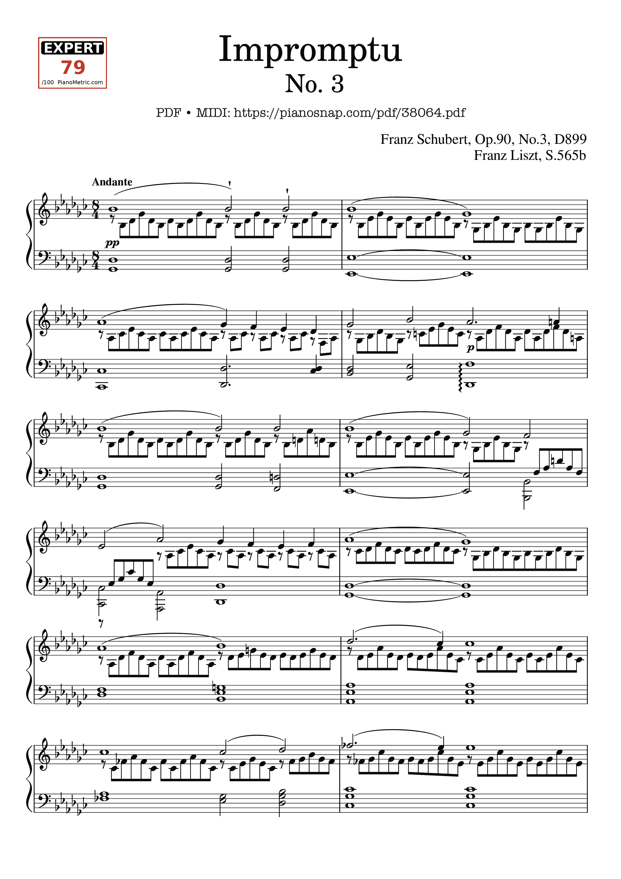 Page 1 of Sheet music PDF Piano Schubert Impromptu No. 3 Op. 90 D 899 - Franz Schubert