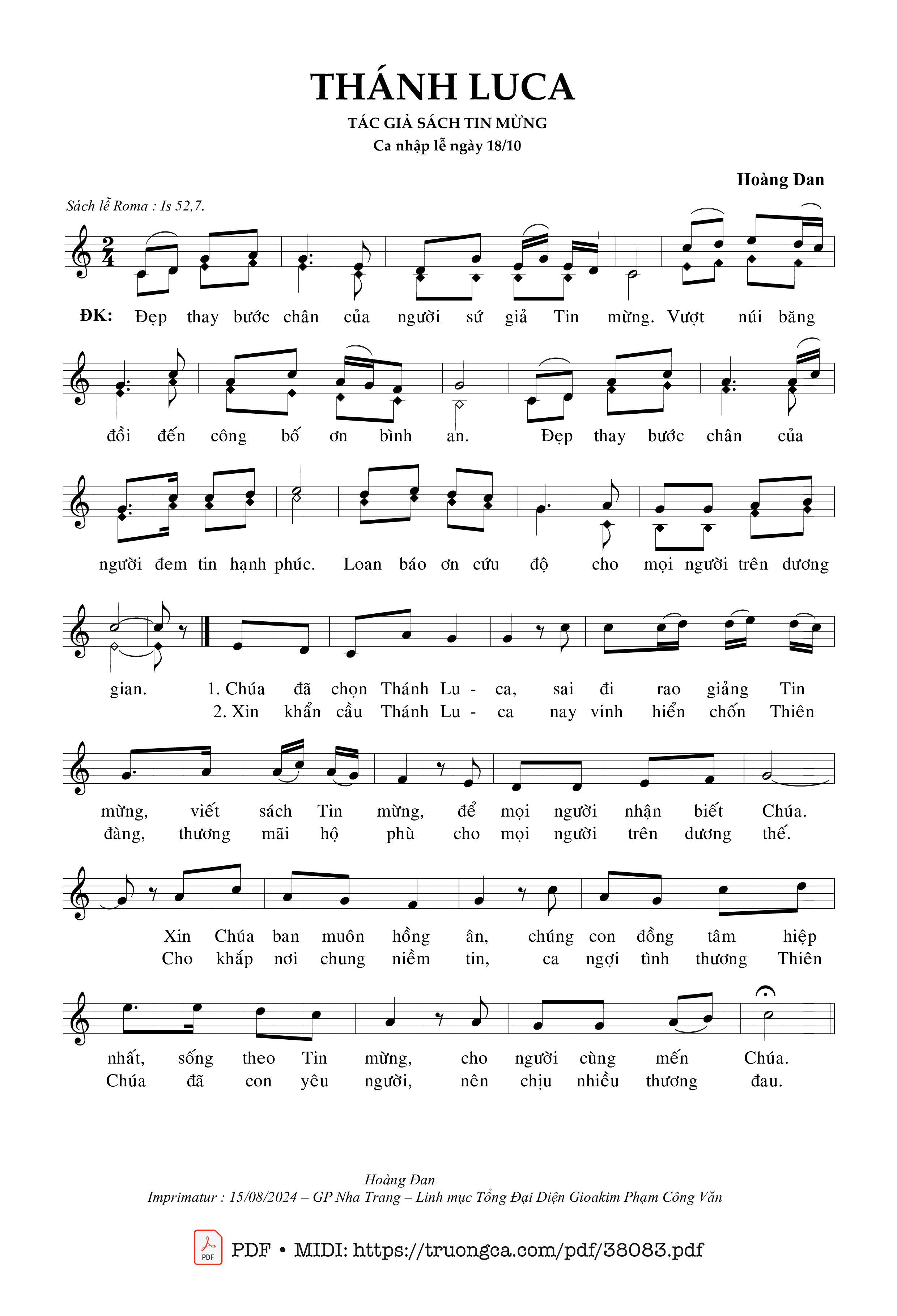 Page 1 of Sheet music PDF Luca Thánh Sử - Nguyễn Duy