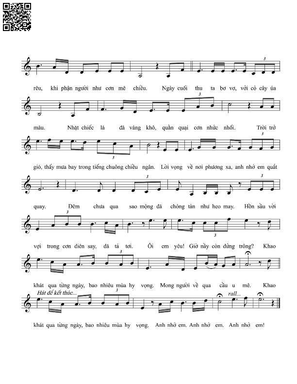 Page 2 of Sheet music PDF Bên cầu u mê - Vĩnh Điện
