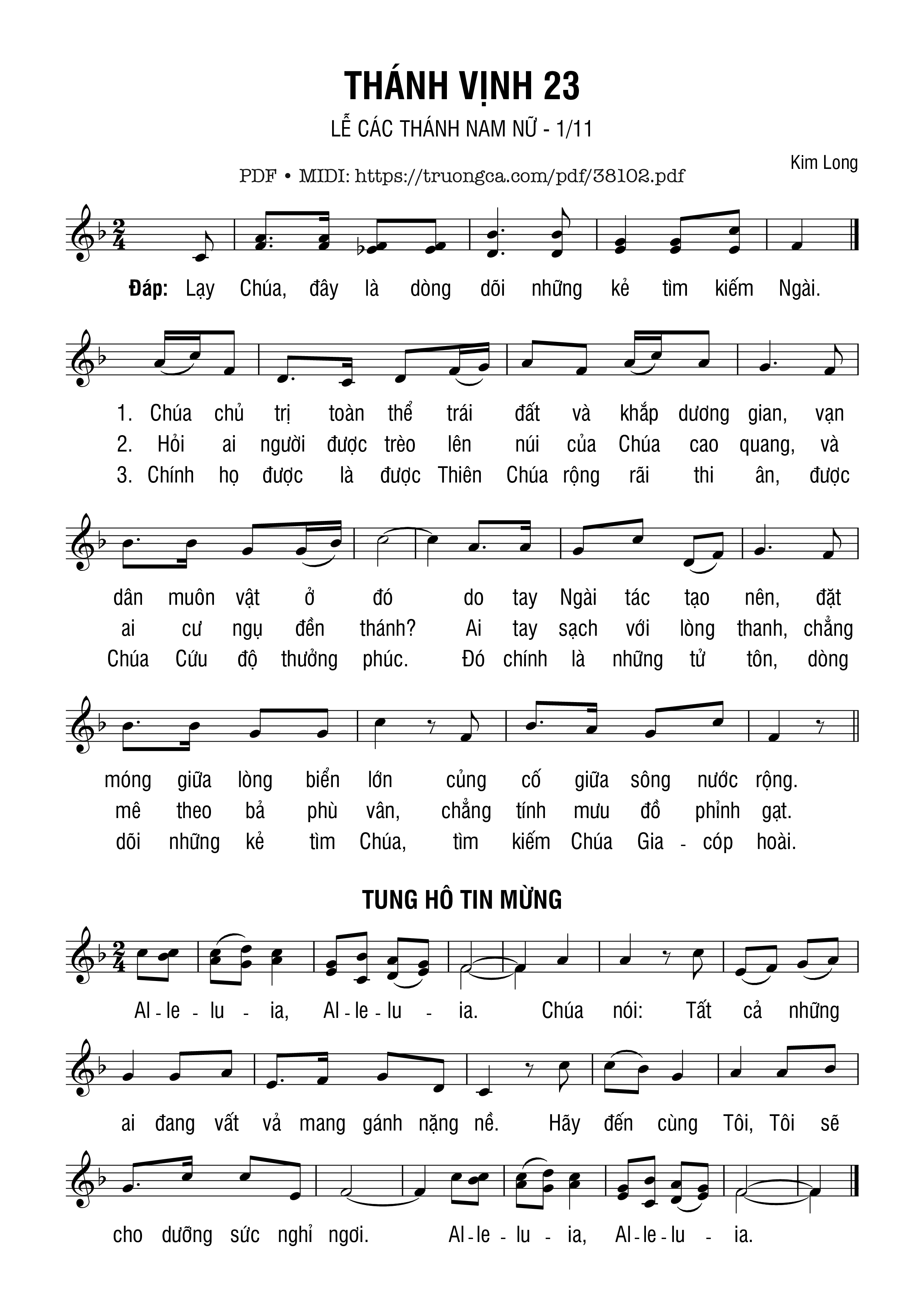 Page 1 of Sheet music PDF Thánh Vịnh 23, Lễ Các Thánh Nam Nữ - Kim Long