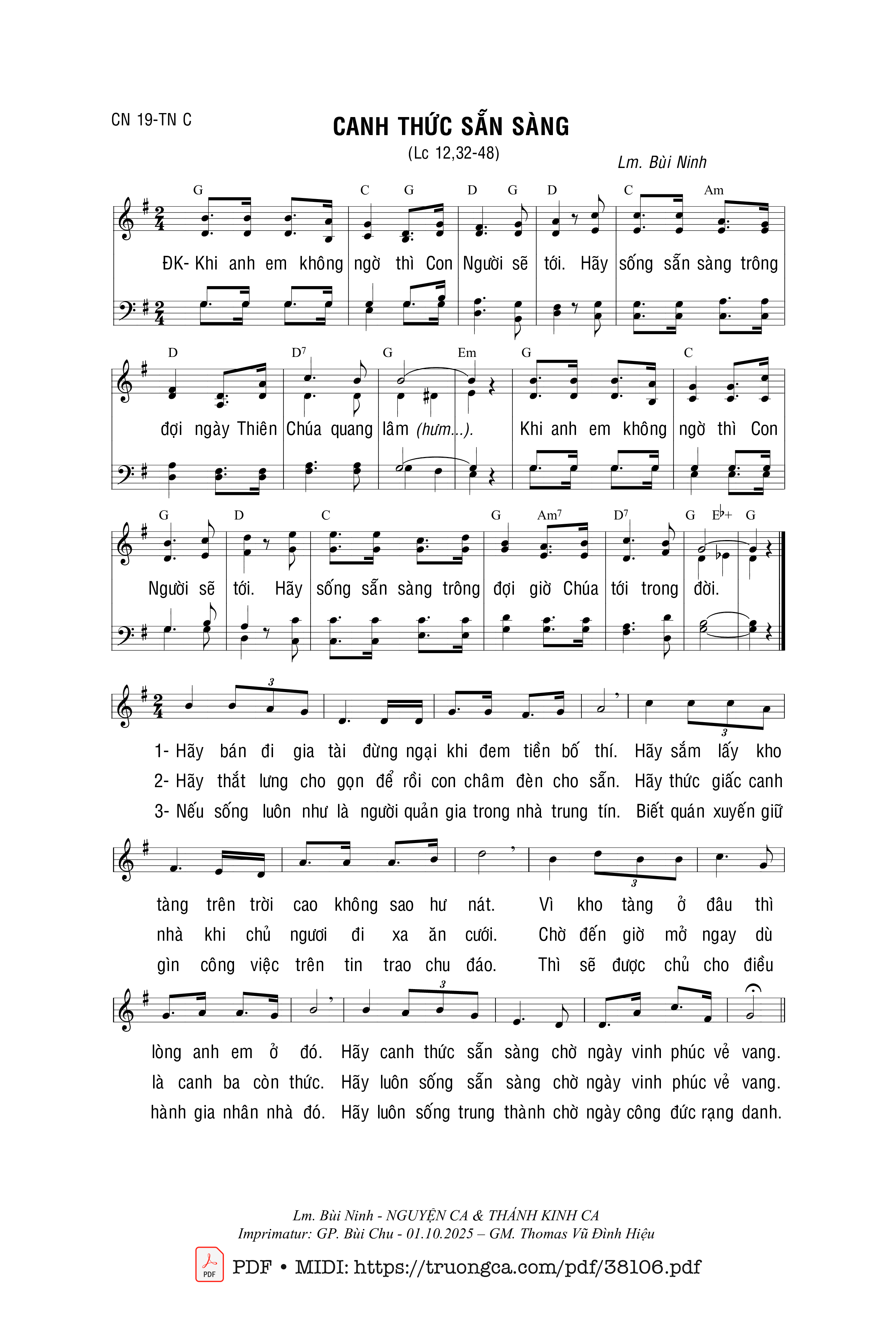 Page 1 of Sheet music PDF Canh Thức Sẵn Sàng - Bùi Ninh