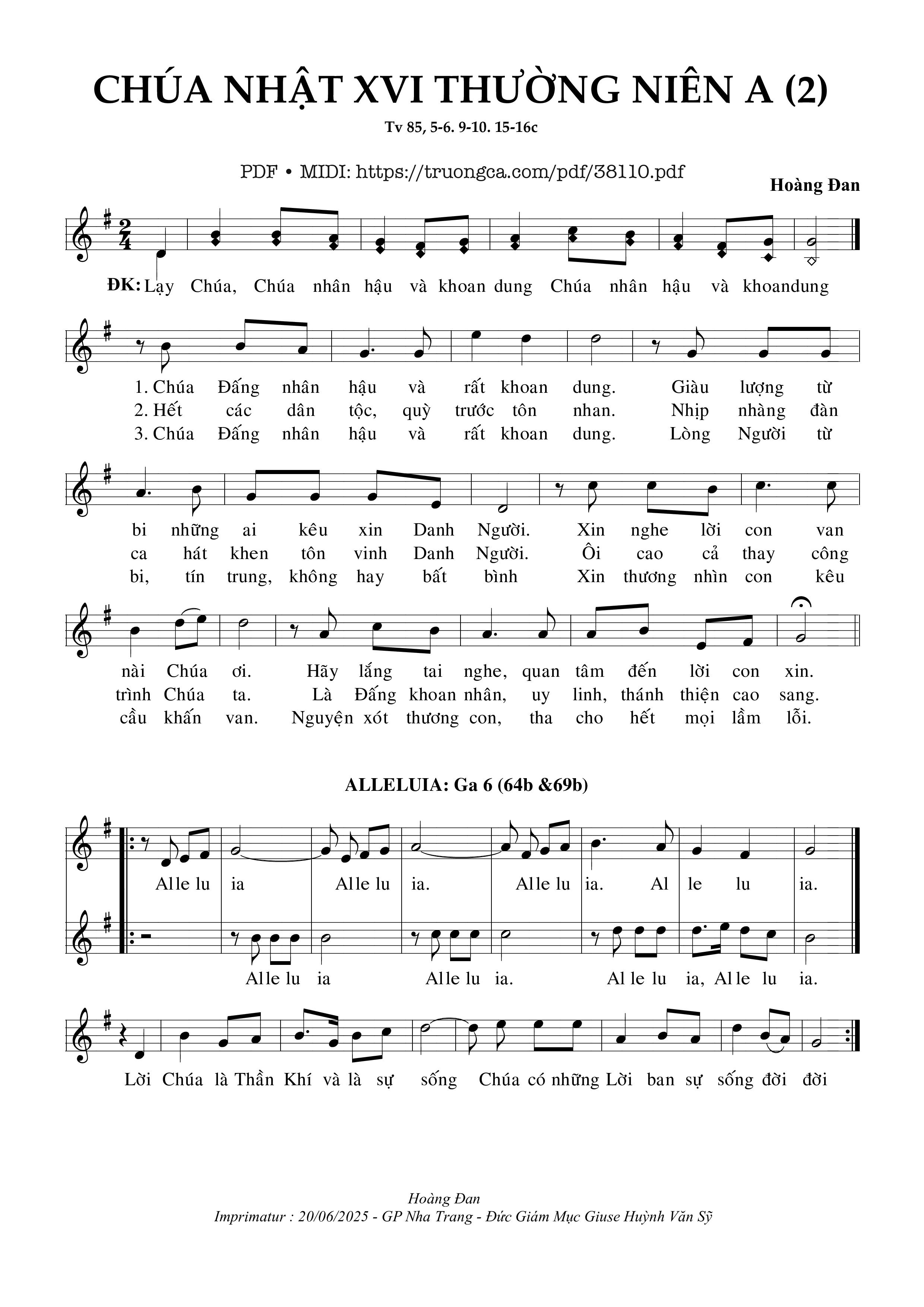 Page 1 of Sheet music PDF Thánh Vịnh 85) Ii, Chúa Nhật 16A Thường Niên - Hoàng Đan