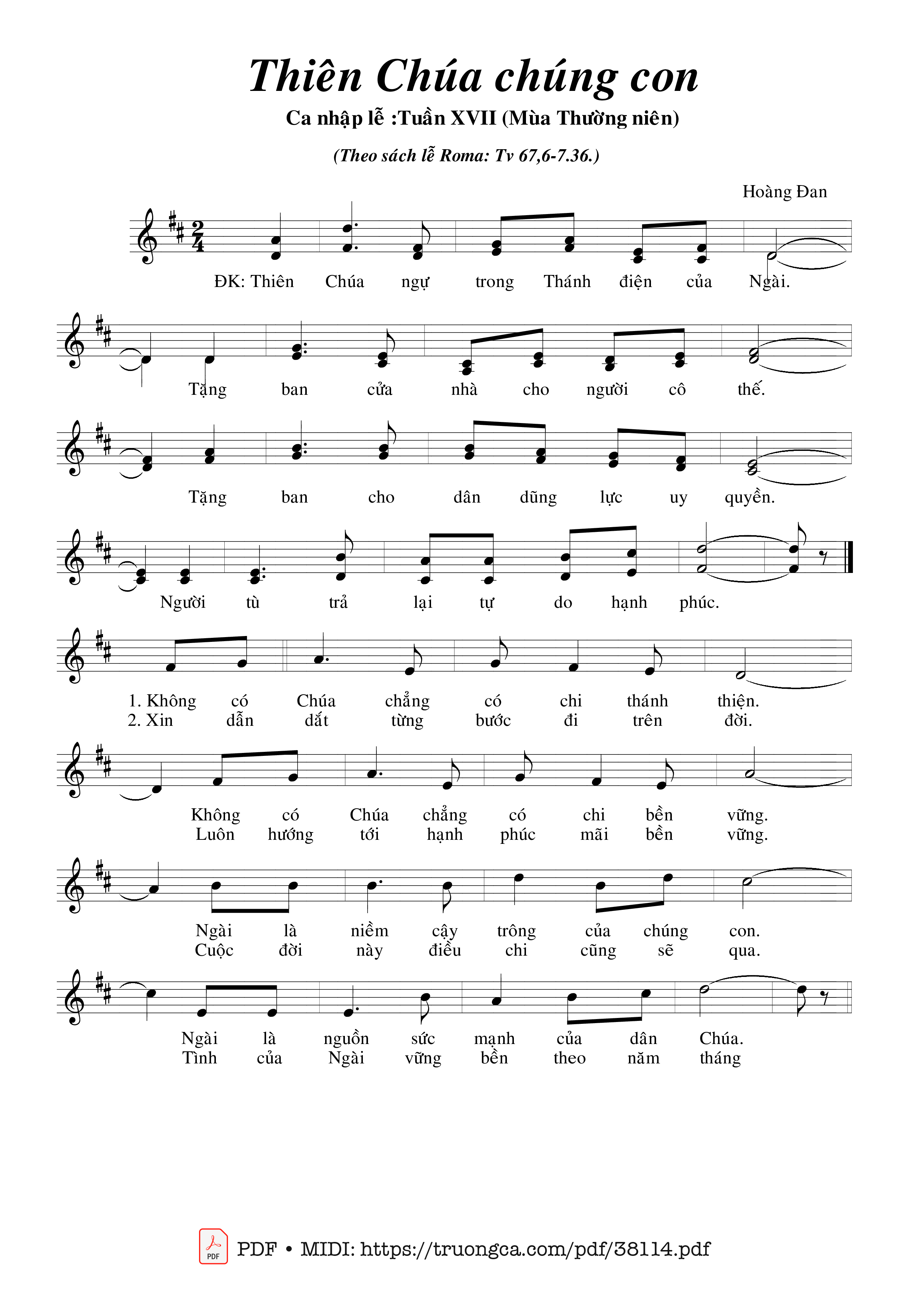 Page 1 of Sheet music PDF Thánh Vịnh 67, Thiên Chúa Chúng Con - Hoàng Đan