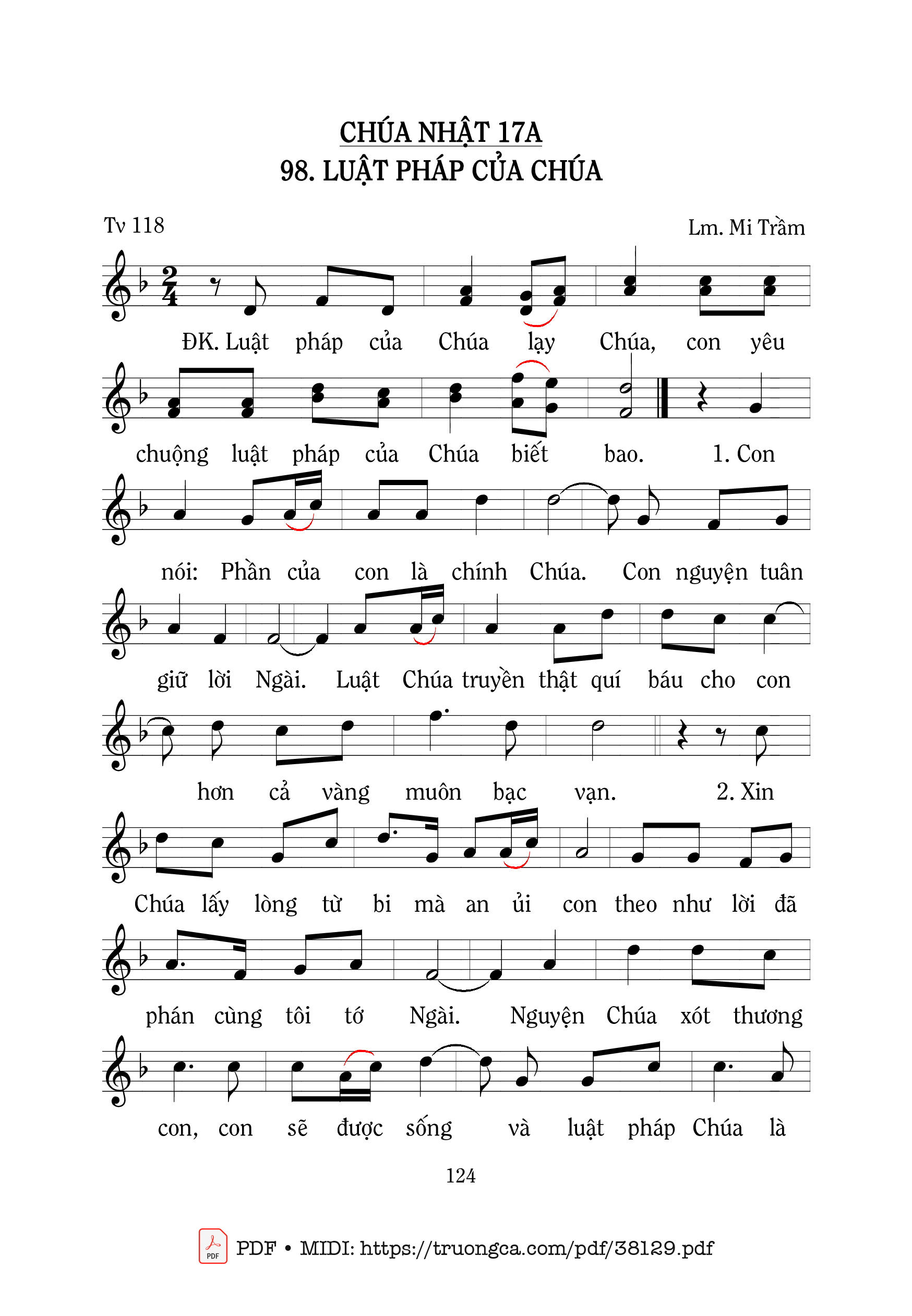 Page 1 of Sheet music PDF Thánh Vịnh 118, Luật Pháp Của Chúa - Mi Trầm