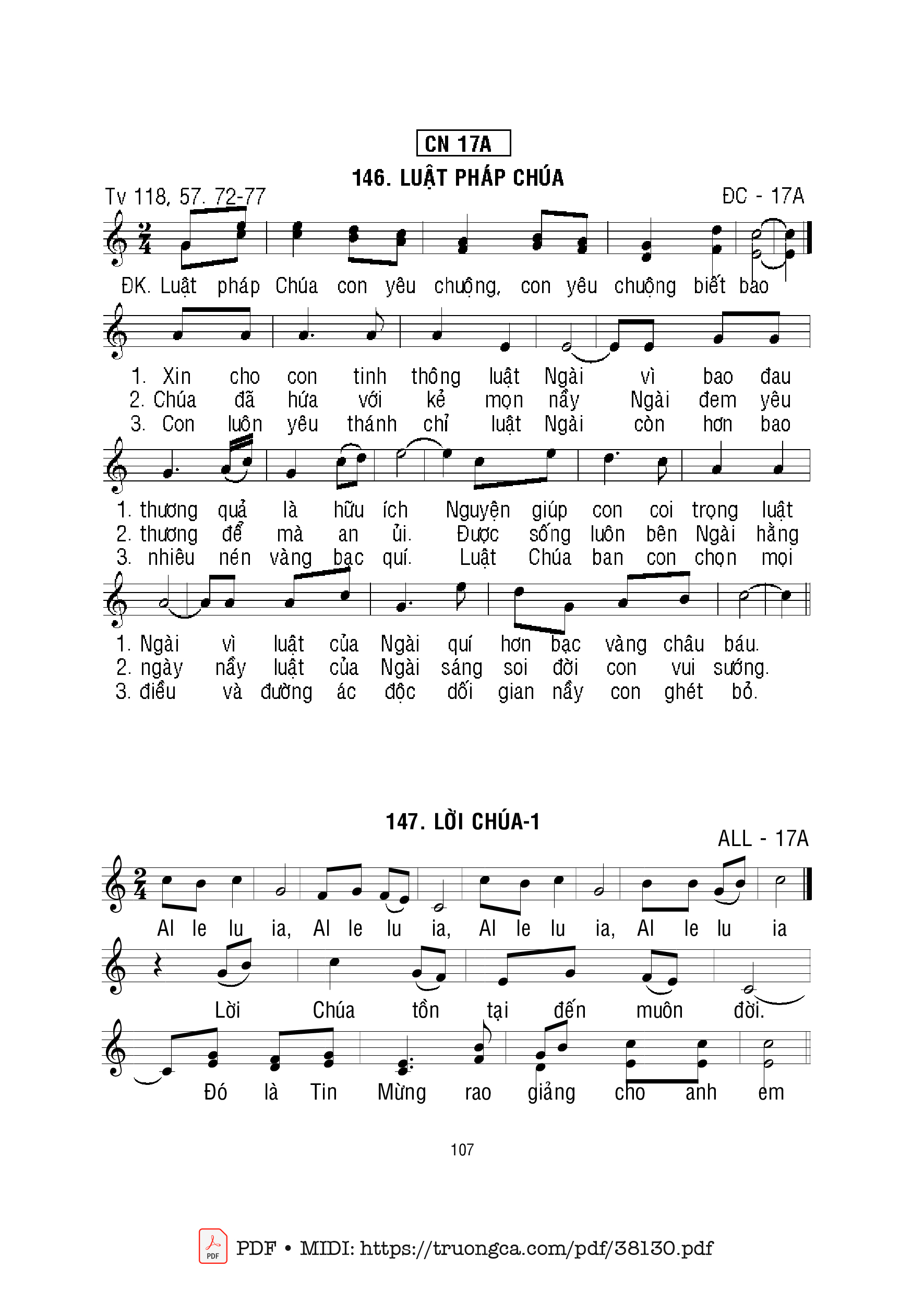Page 1 of Sheet music PDF Thánh Vịnh 118, Luật Pháp Chúa - Mi Trầm