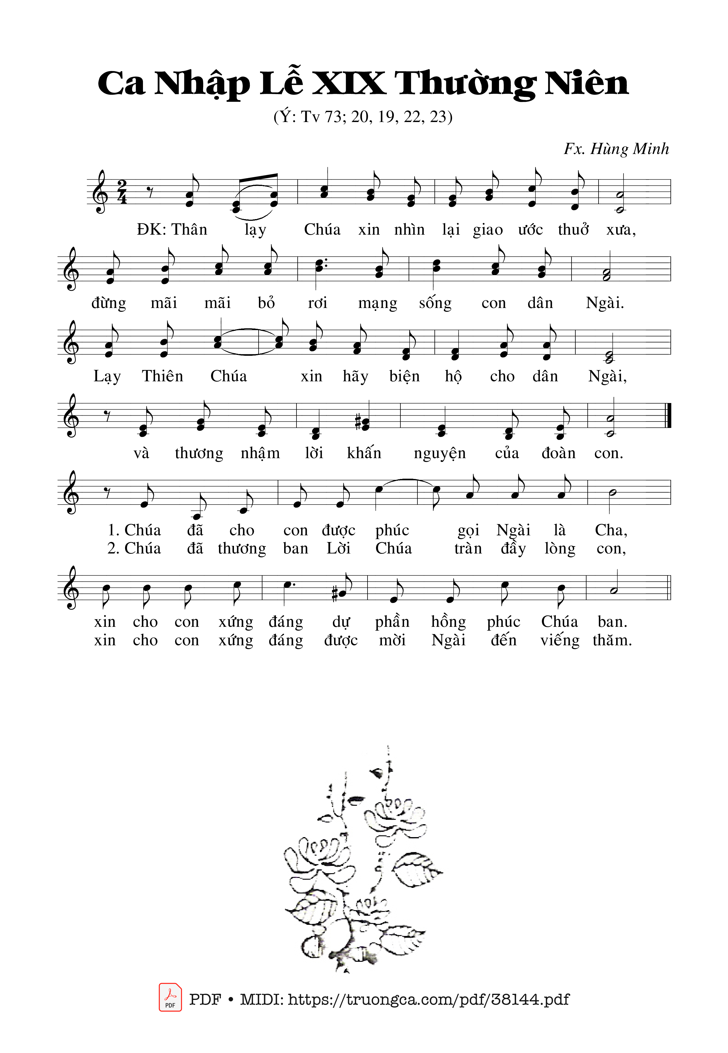 Page 1 of Sheet music PDF Thánh Vịnh 73, Ca Nhập Lễ 19 Thường Niên - Hùng Minh