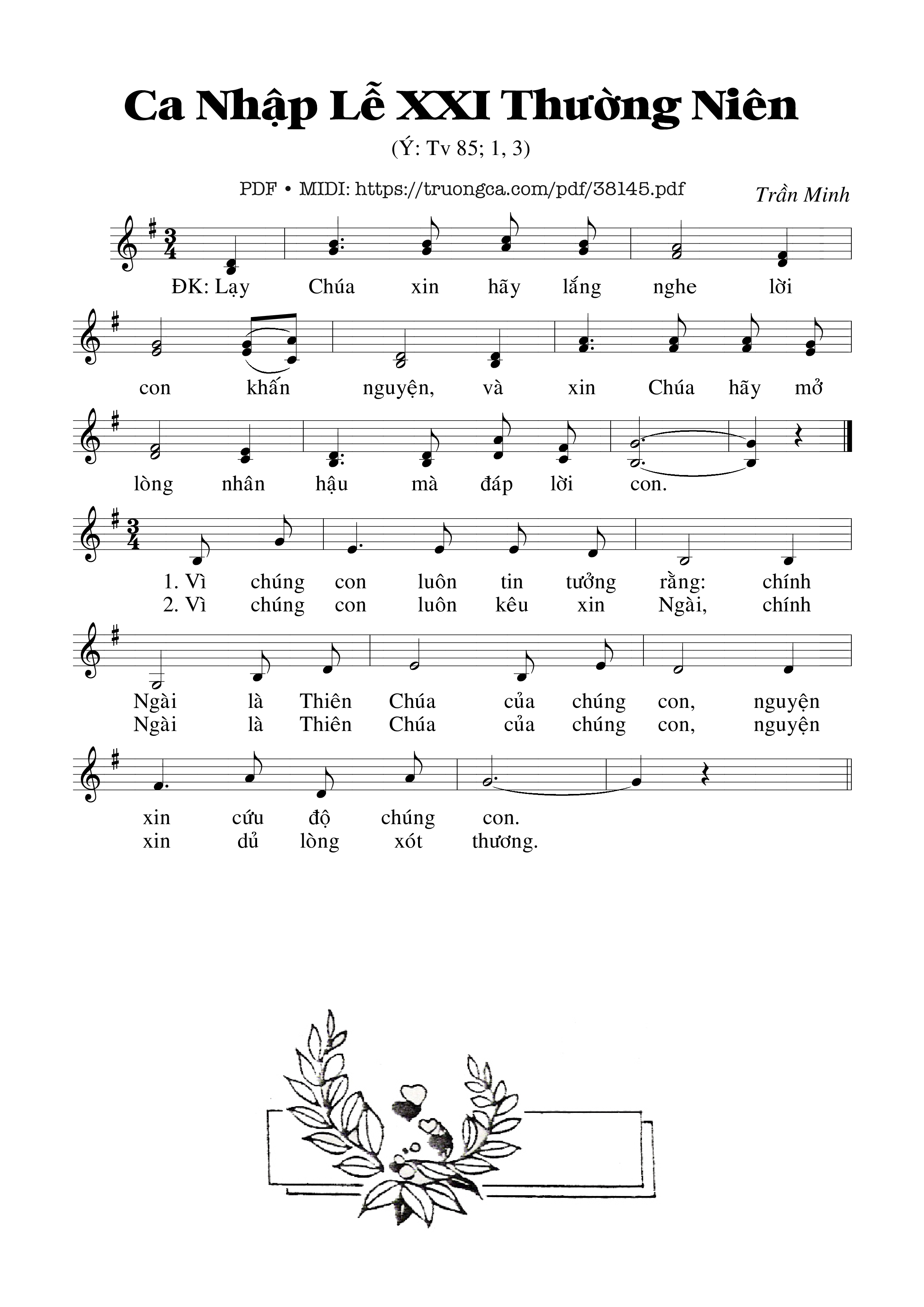 Page 1 of Sheet music PDF Thánh Vịnh 85, Ca Nhập Lễ 21 Thường Niên - Trần Hùng Minh