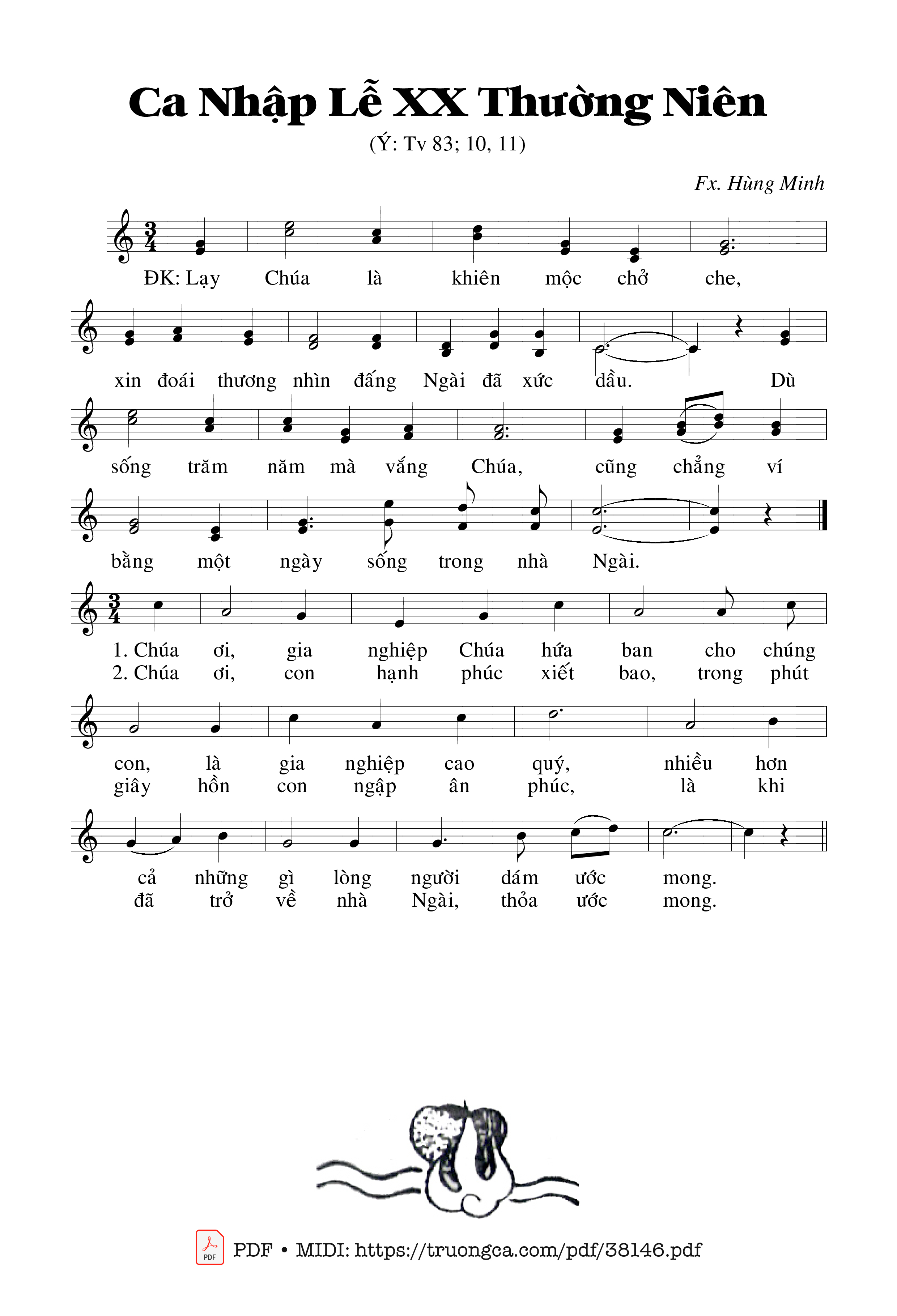 Page 1 of Sheet music PDF Thánh Vịnh 83, Ca Nhập Lễ 20 Thường Niên - Hùng Minh