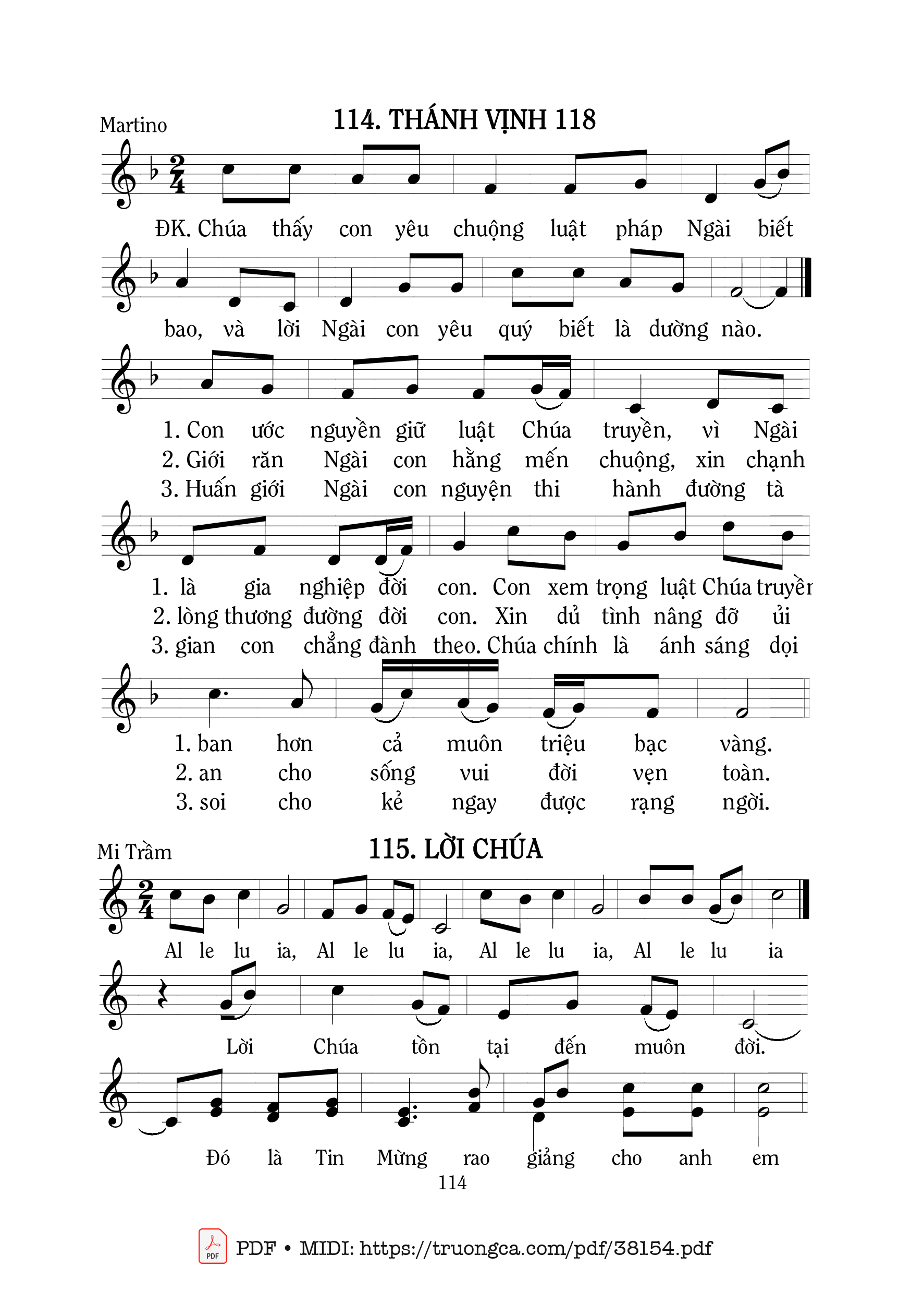 Page 1 of Sheet music PDF Thánh Vịnh 118, Chúa Nhật 17A Thường Niên - Martino