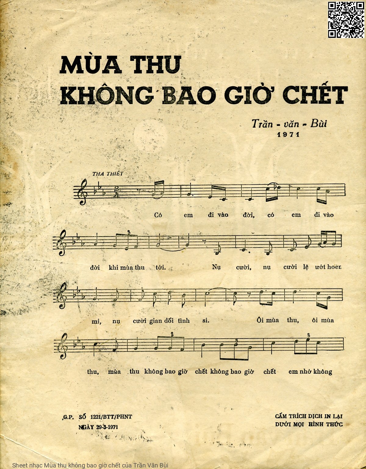 Page 2 of Sheet music PDF Mùa thu không bao giờ chết - Trần Văn Bùi