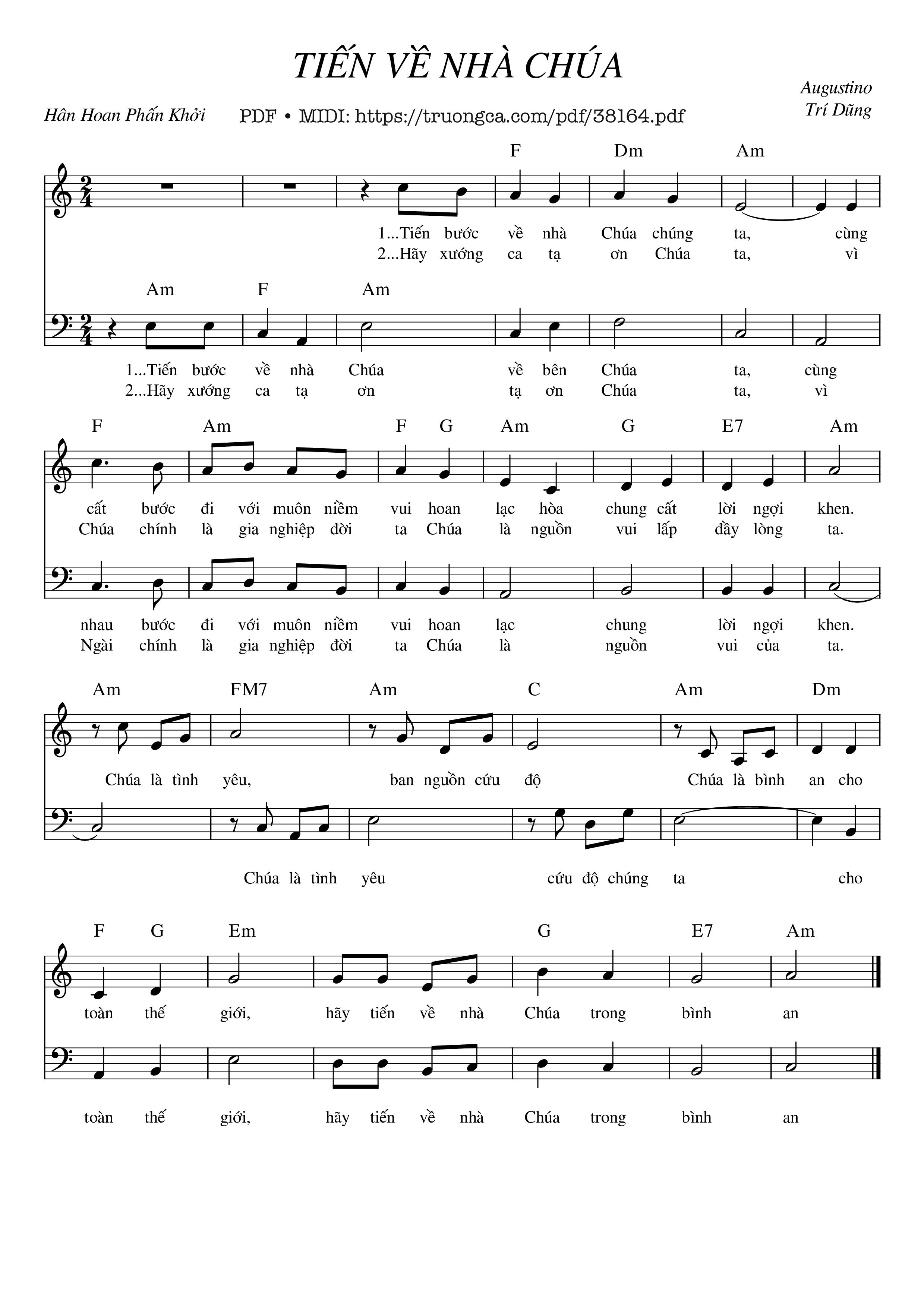 Page 1 of Sheet music PDF Tiến Về Nhà Chúa - Augustinô Trí Dũng