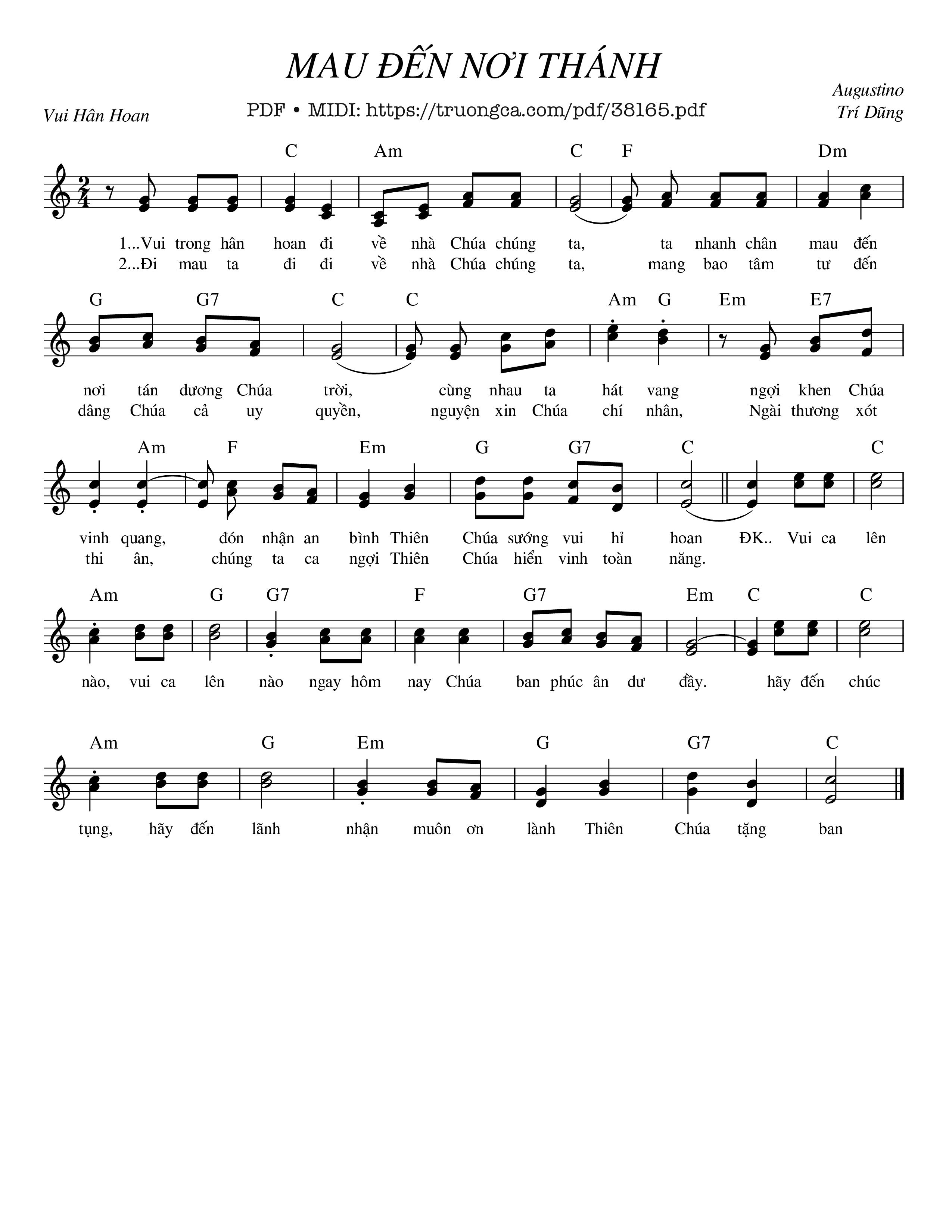 Page 1 of Sheet music PDF Mau Đến Nơi Thánh - Augustinô Trí Dũng
