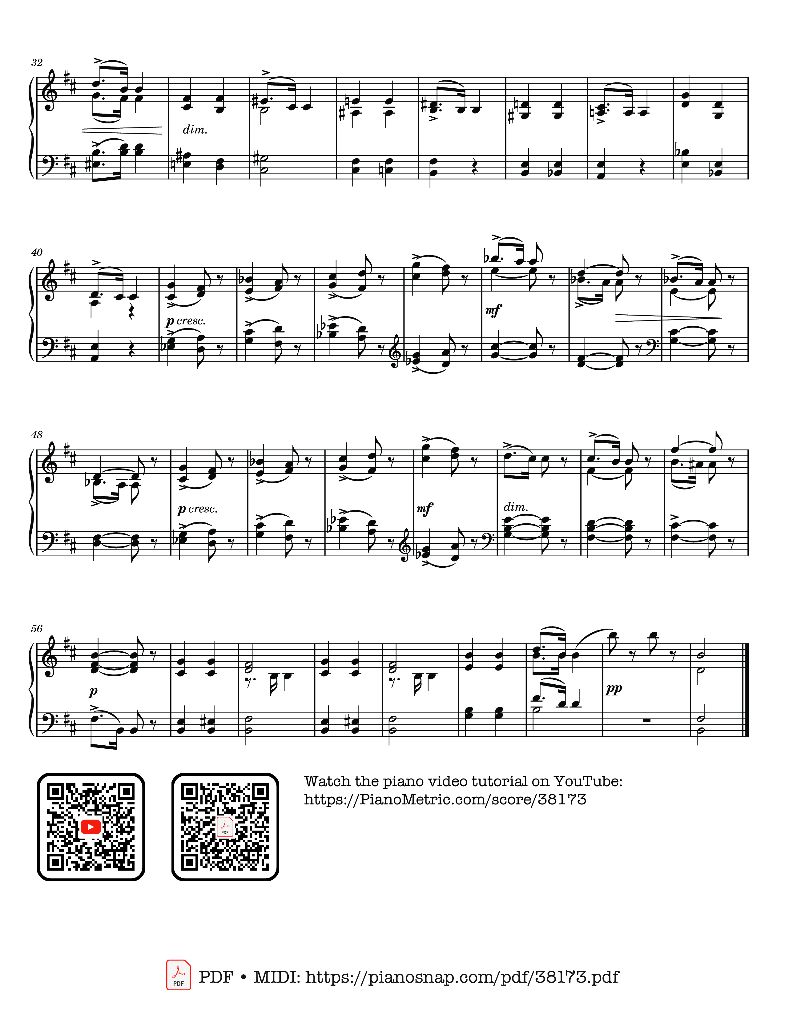 Page 2 of Sheet music PDF Winter Morning, Tchaikovsky, Album for the young - Pyotr Ilyich Tchaikovsky