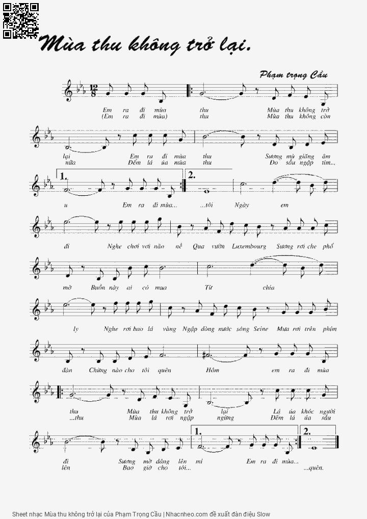 Sheet PDF of Mùa thu không trở lại