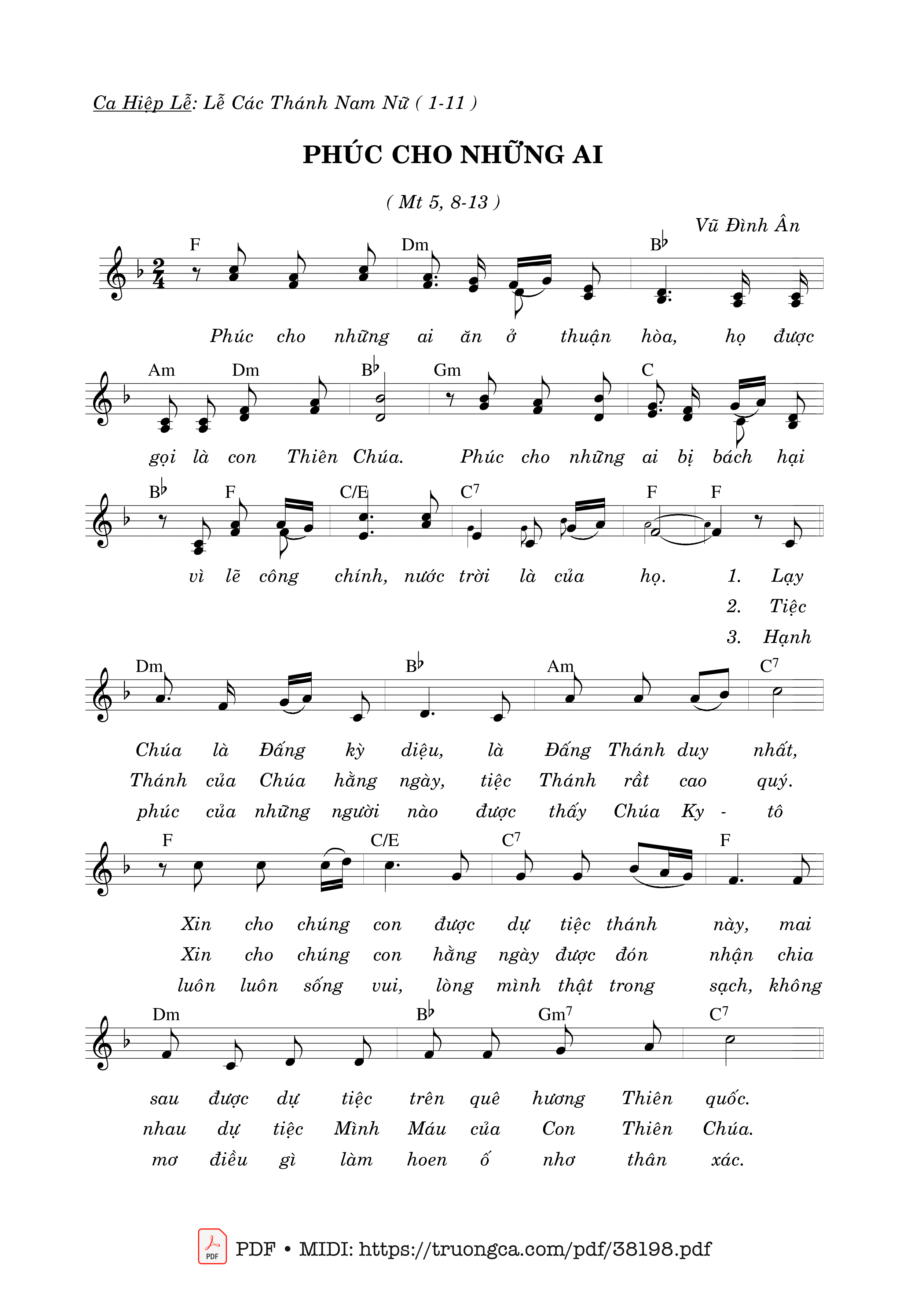 Page 1 of Sheet music PDF Phúc Cho Những Ai - Vũ Đình Ân