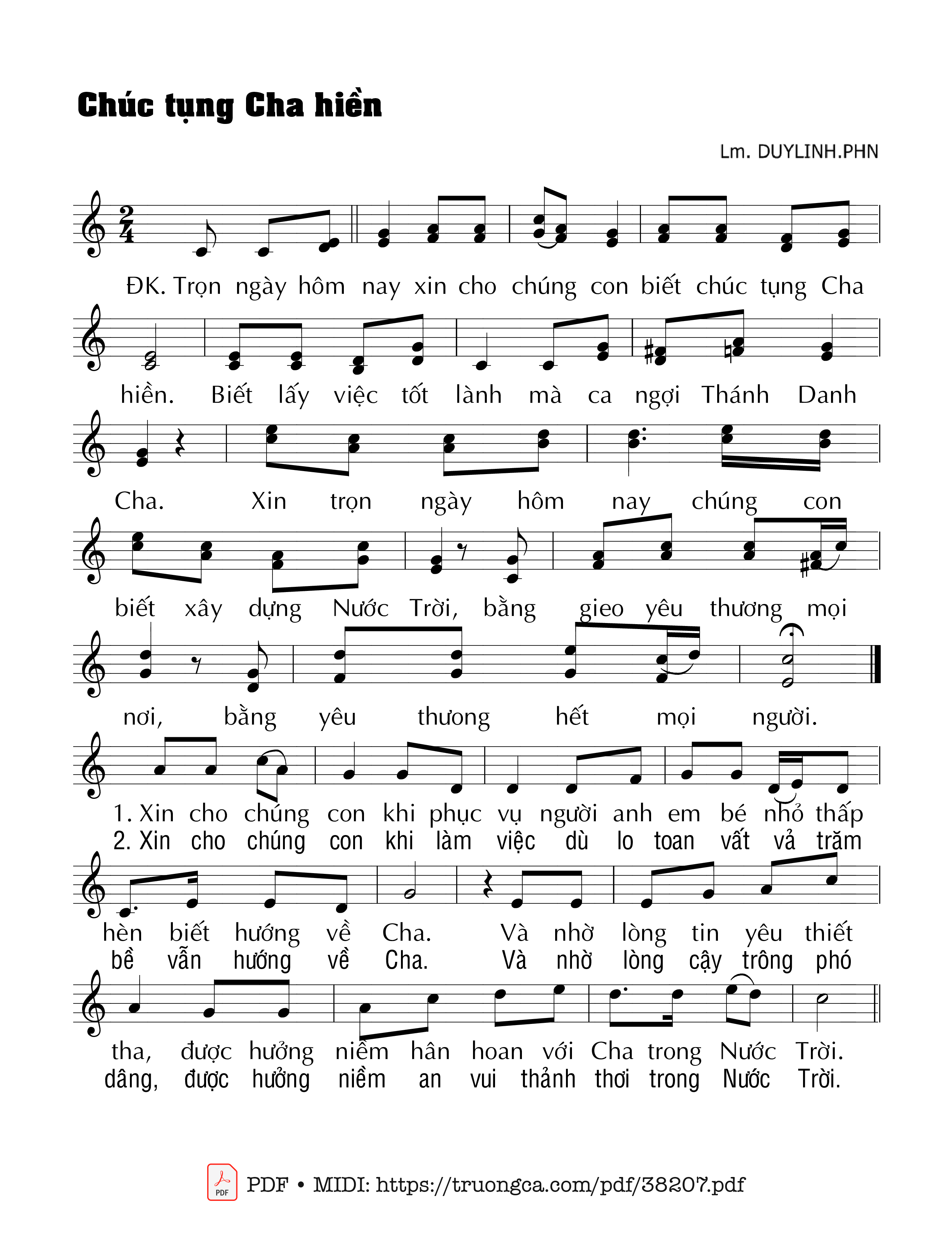 Page 1 of Sheet music PDF Chúc Tụng Cha Hiền - Duy Linh Phn