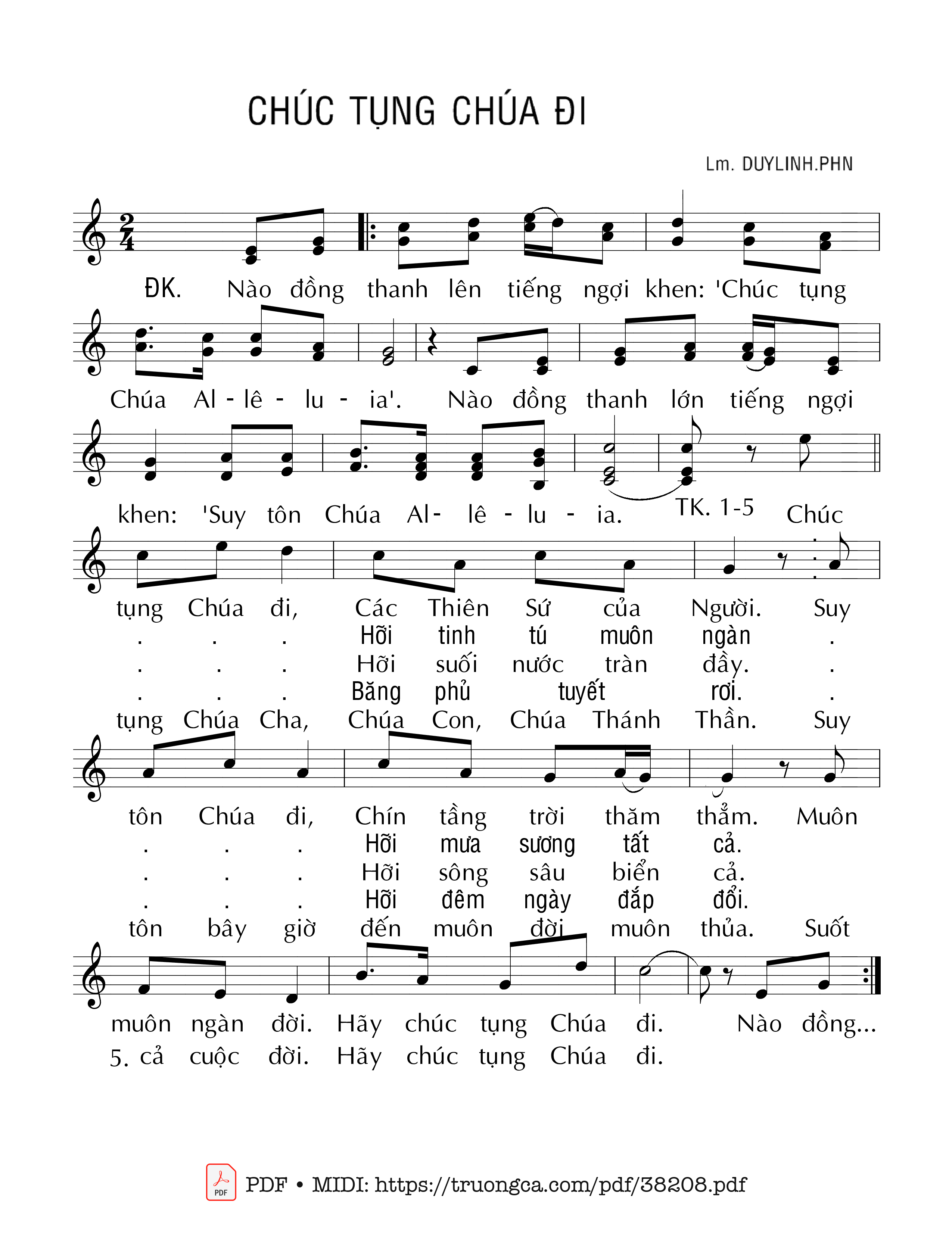 Page 1 of Sheet music PDF Chúc Tụng Chúa Đi - Duy Linh Phn