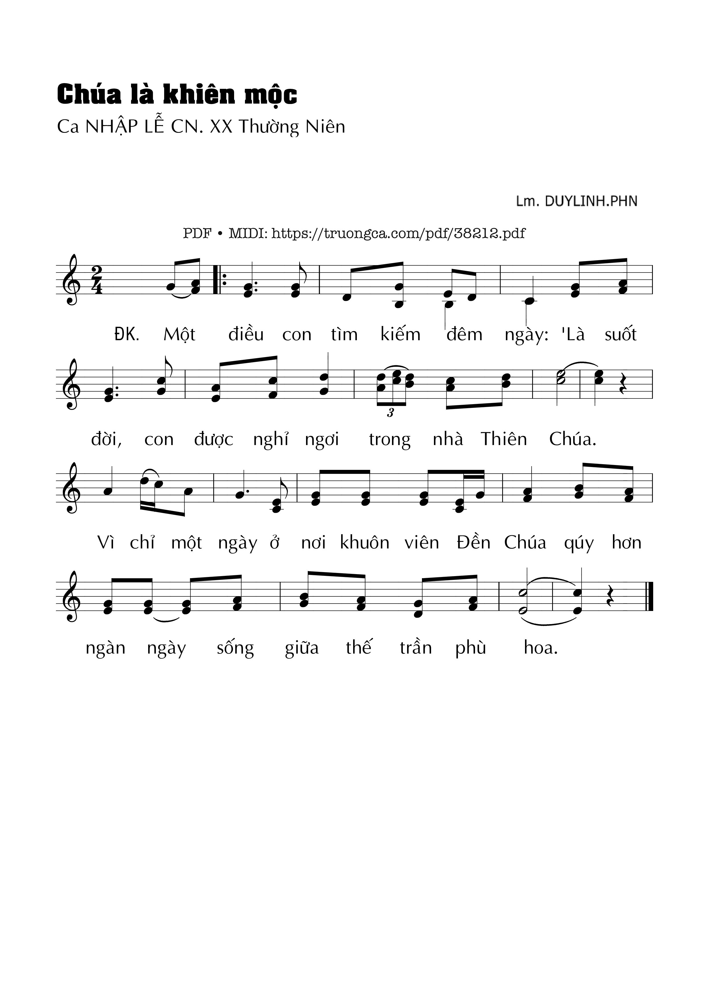 Page 1 of Sheet music PDF Thánh Vịnh 83, Chúa Là Khiên Mộc - Duy Linh Phn