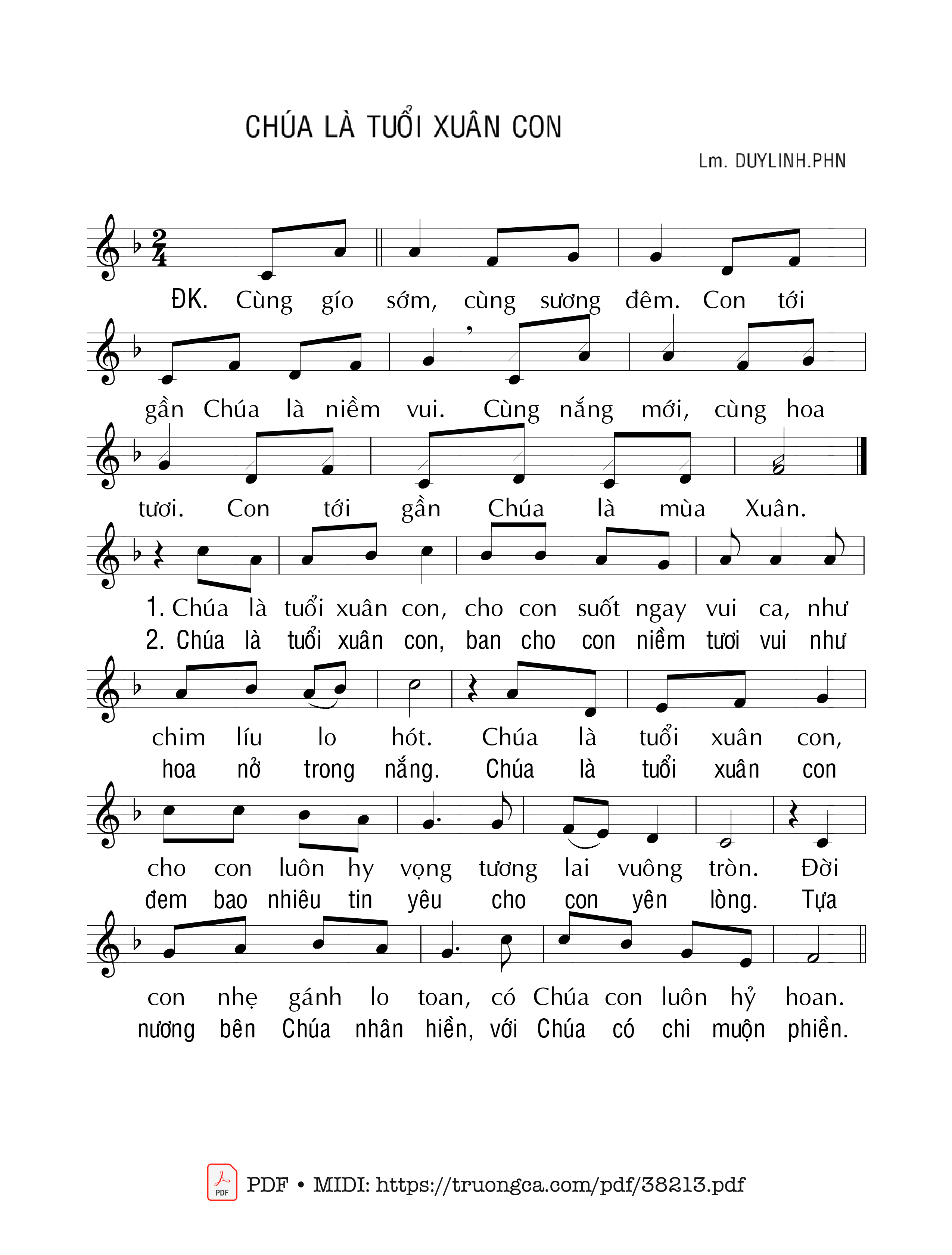 Page 1 of Sheet music PDF Chúa Là Tuổi Xuân Con - Duy Linh Phn