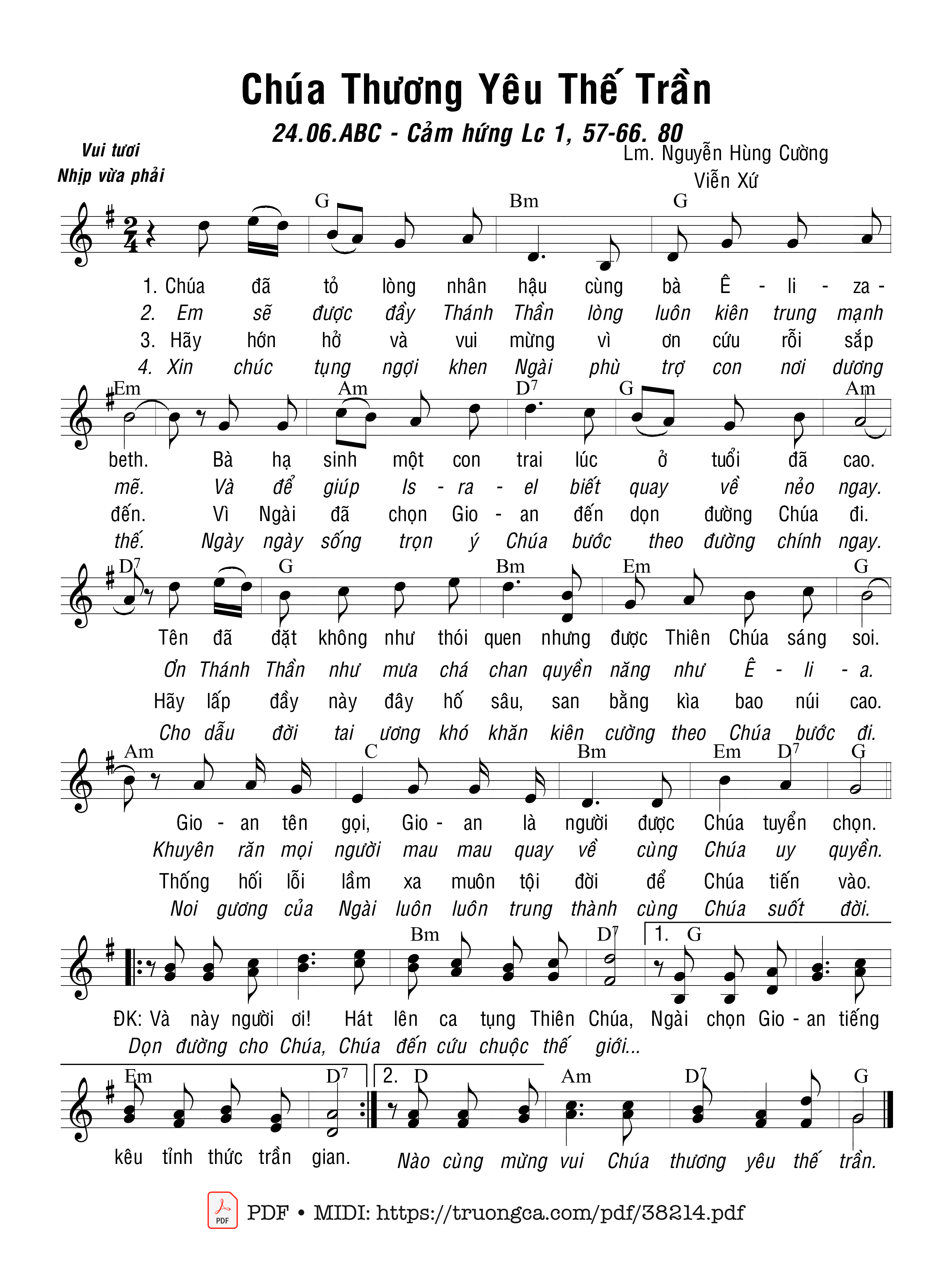 Page 1 of Sheet music PDF Chúa Thương Yêu Thế Trần - Nguyễn Hùng Cường &Amp; Viễn Xứ