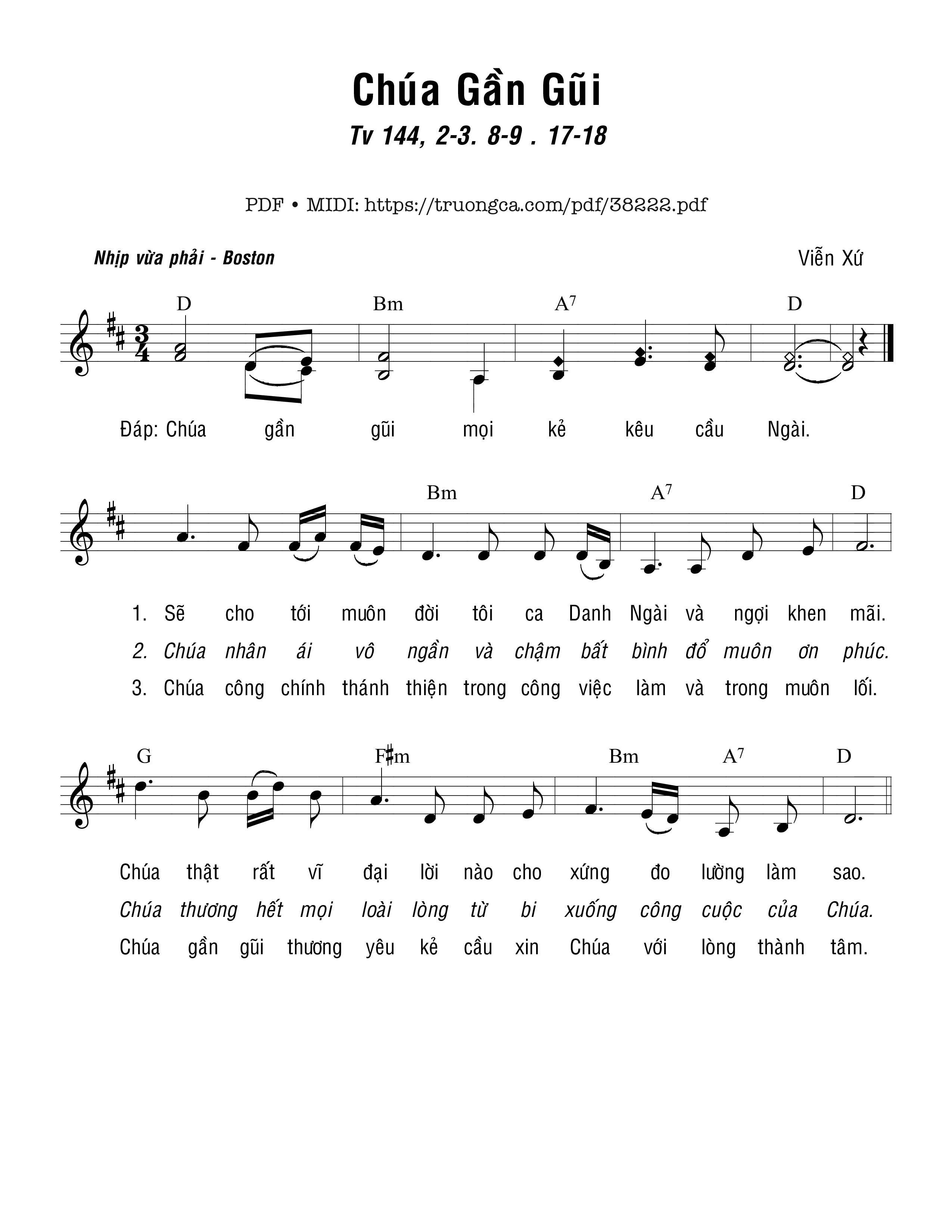 Page 1 of Sheet music PDF Thánh Vịnh 144, Chúa Gần Gũi - Viễn Xứ