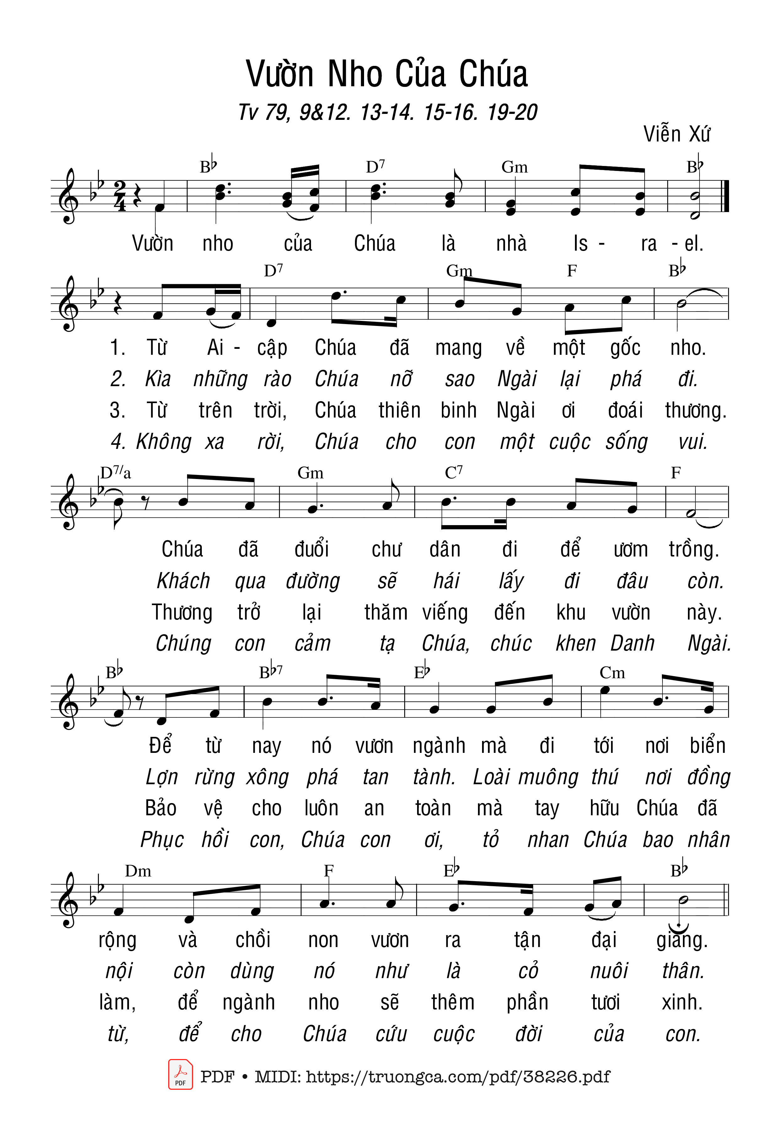 Page 1 of Sheet music PDF Thánh Vịnh 79, Vườn Nho Của Chúa - Viễn Xứ
