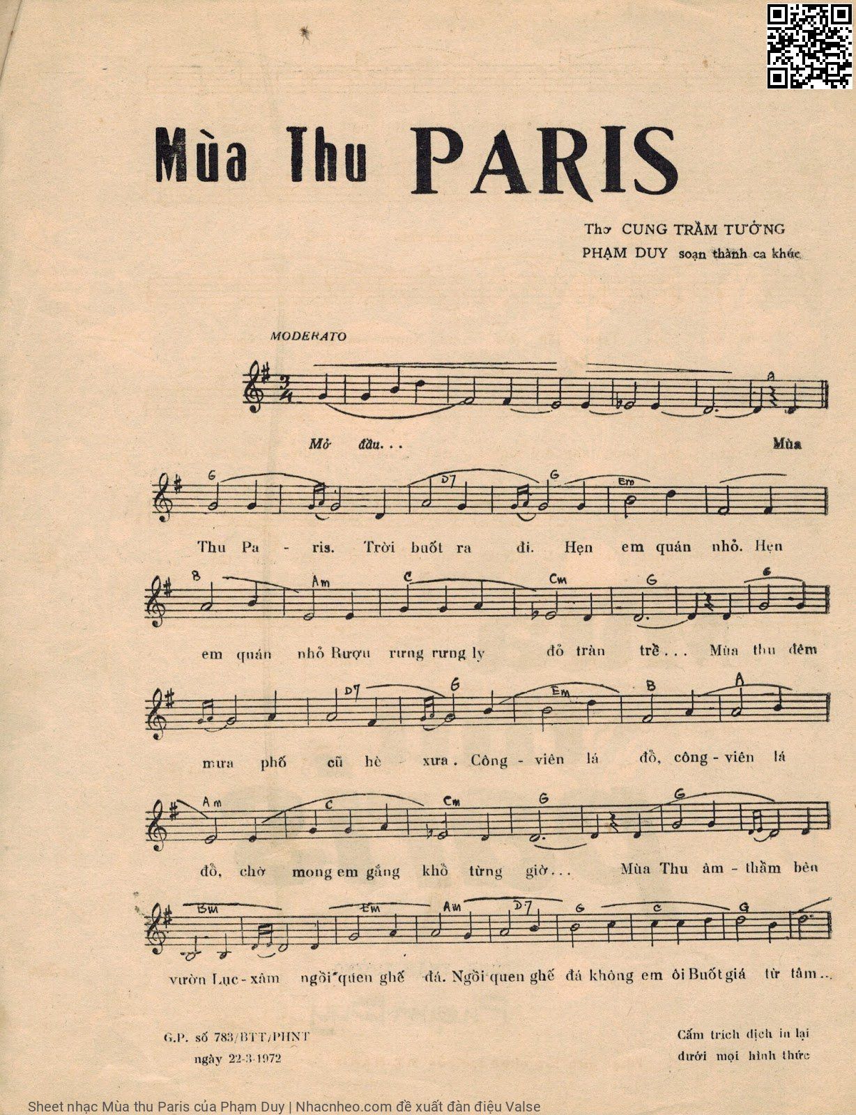 Page 2 of Sheet music PDF Mùa thu Paris - Phạm Duy
