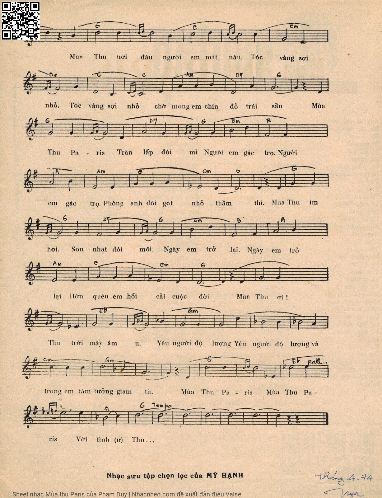 Page 3 of Sheet music PDF Mùa thu Paris - Phạm Duy