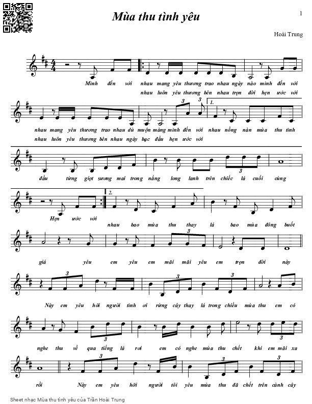 Sheet PDF of Mùa thu tình yêu