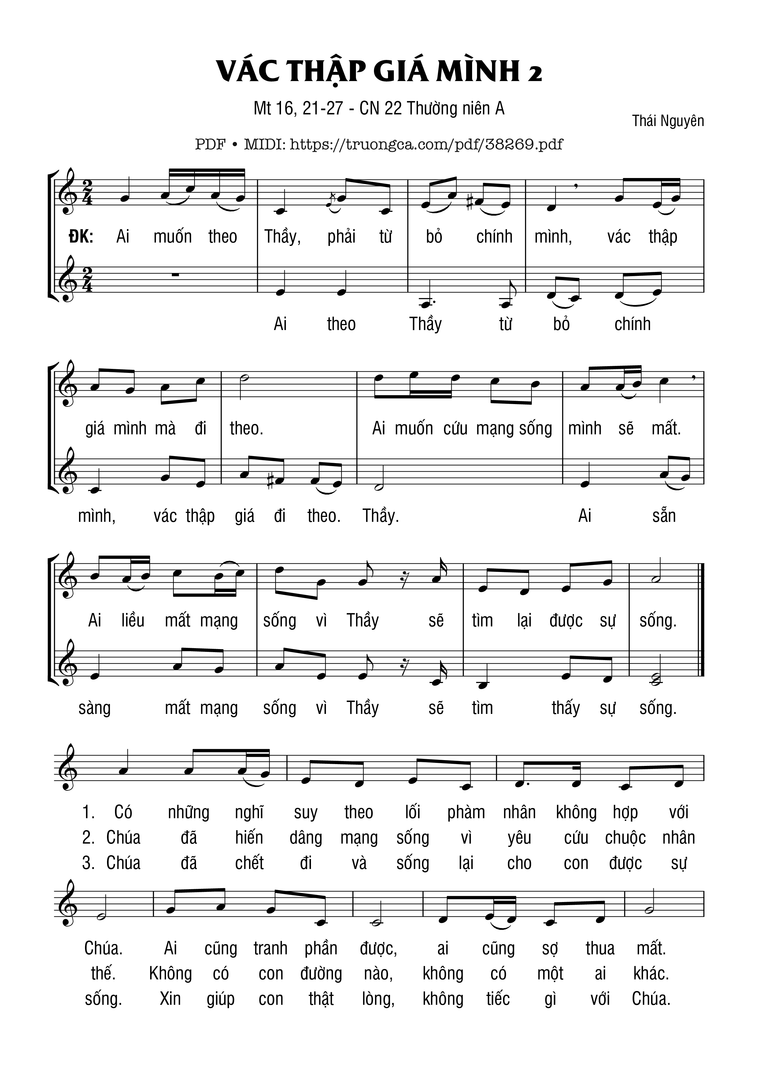 Page 1 of Sheet music PDF Vác Thập Giá Minh 2 - Thái Nguyên