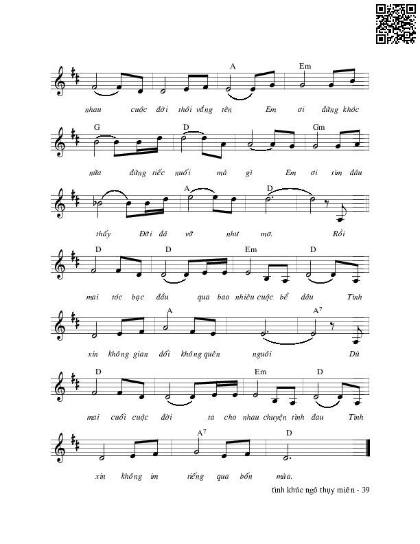 Page 2 of Sheet music PDF Mùa thu xa em - Ngô Thụy Miên
