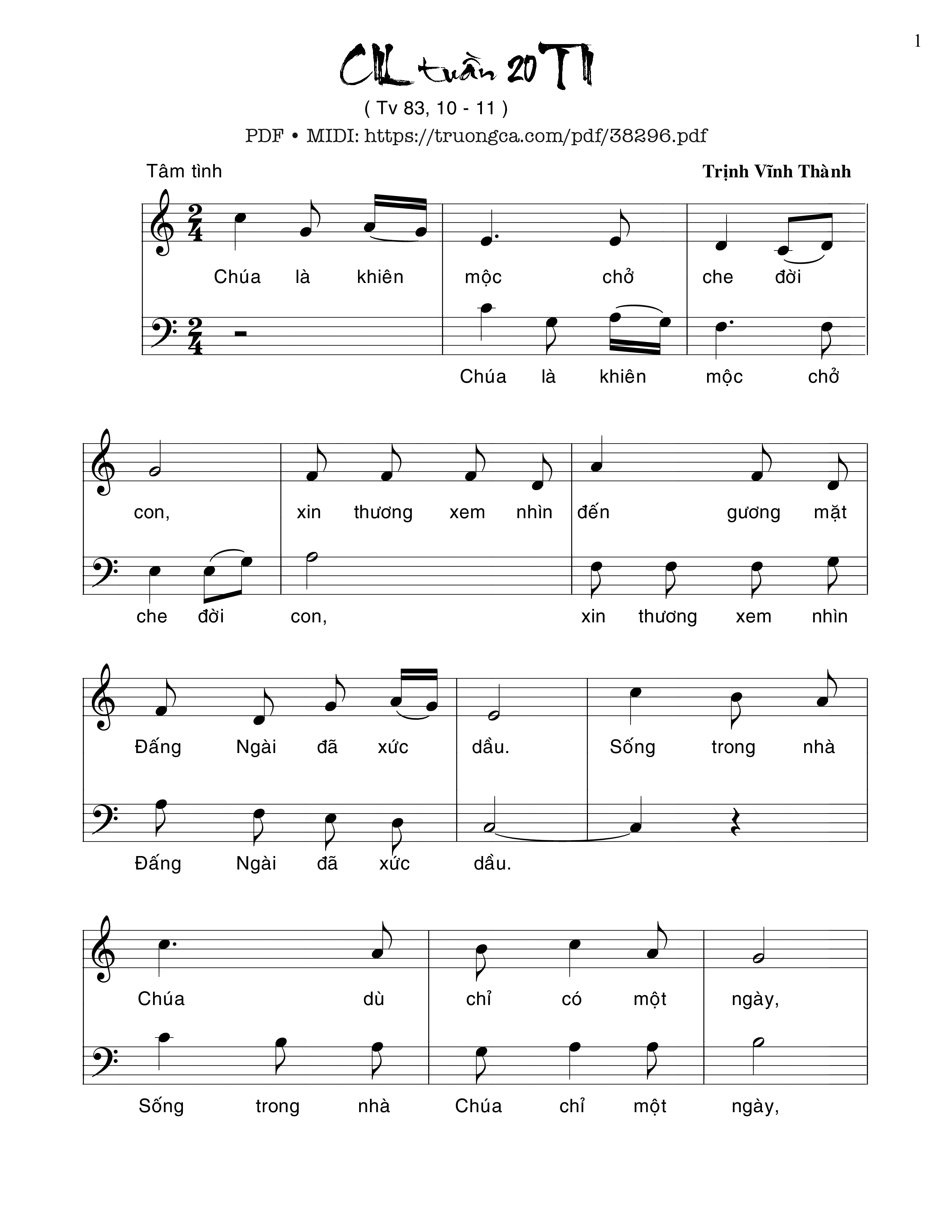 Page 1 of Sheet music PDF Thánh Vịnh 83, Ca Nhập Lễ Chúa Nhật 20 Thường Niên - Trịnh Vĩnh Thành